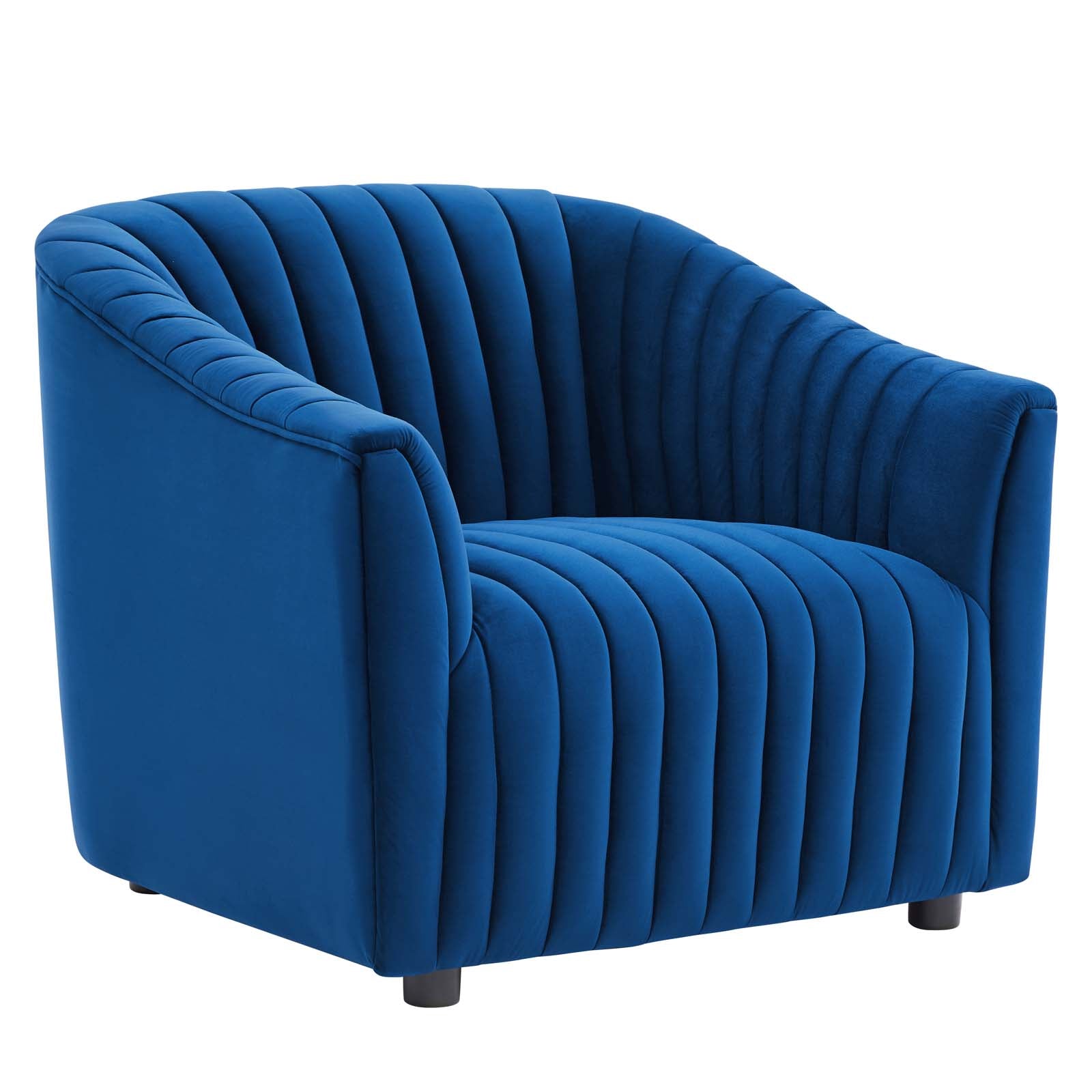 Modway Accent Chairs - Announce Performance Velvet Channel Tufted Armchair Navy