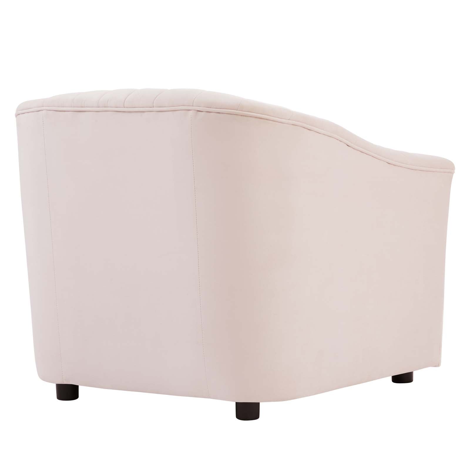 Modway Accent Chairs - Announce Performance Velvet Channel Tufted Armchair Pink