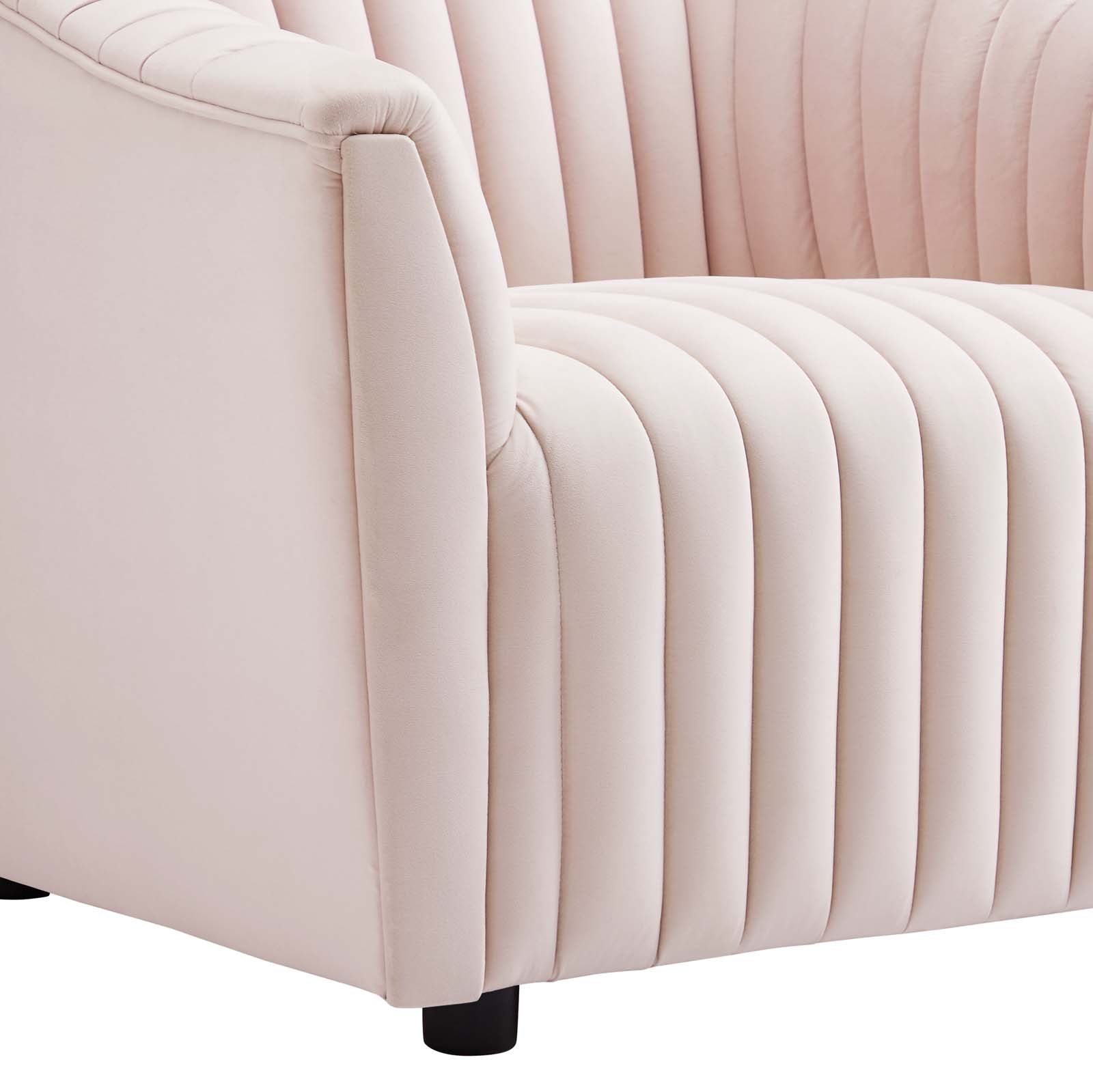 Modway Accent Chairs - Announce Performance Velvet Channel Tufted Armchair Pink