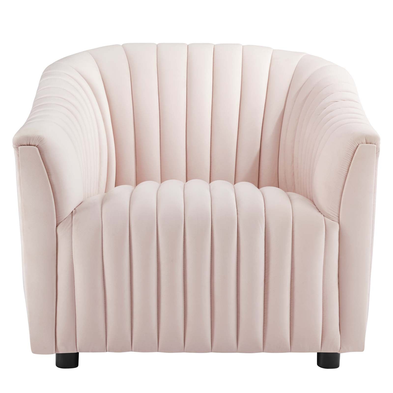 Modway Accent Chairs - Announce Performance Velvet Channel Tufted Armchair Pink