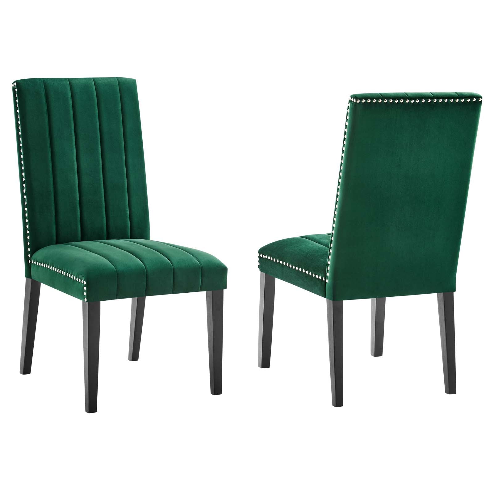 Modway Dining Chairs - Catalyst Performance Velvet Dining Side Chairs Set Of 2 Green