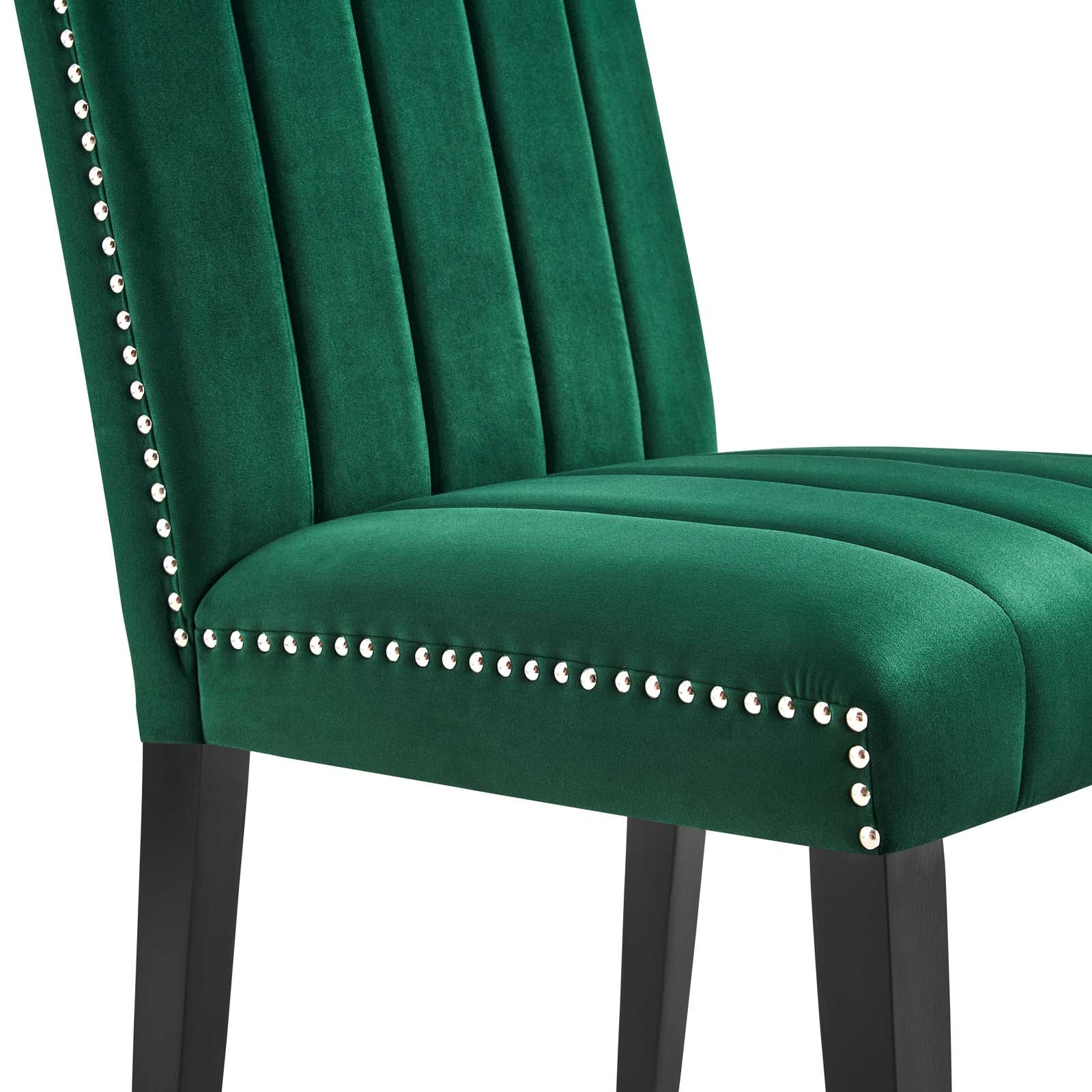 Modway Dining Chairs - Catalyst Performance Velvet Dining Side Chairs Set Of 2 Green