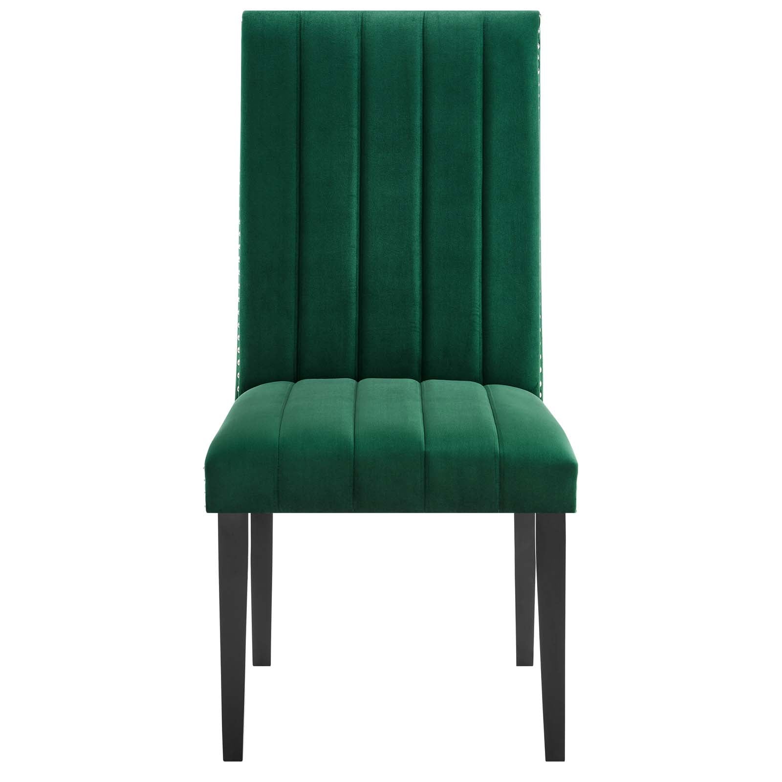 Modway Dining Chairs - Catalyst Performance Velvet Dining Side Chairs Set Of 2 Green