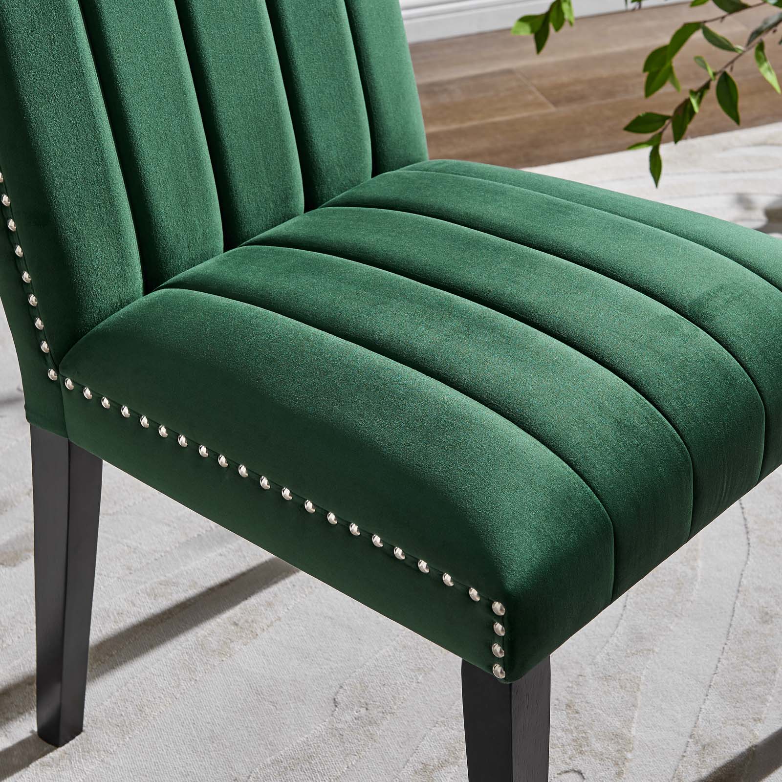 Modway Dining Chairs - Catalyst Performance Velvet Dining Side Chairs Set Of 2 Green