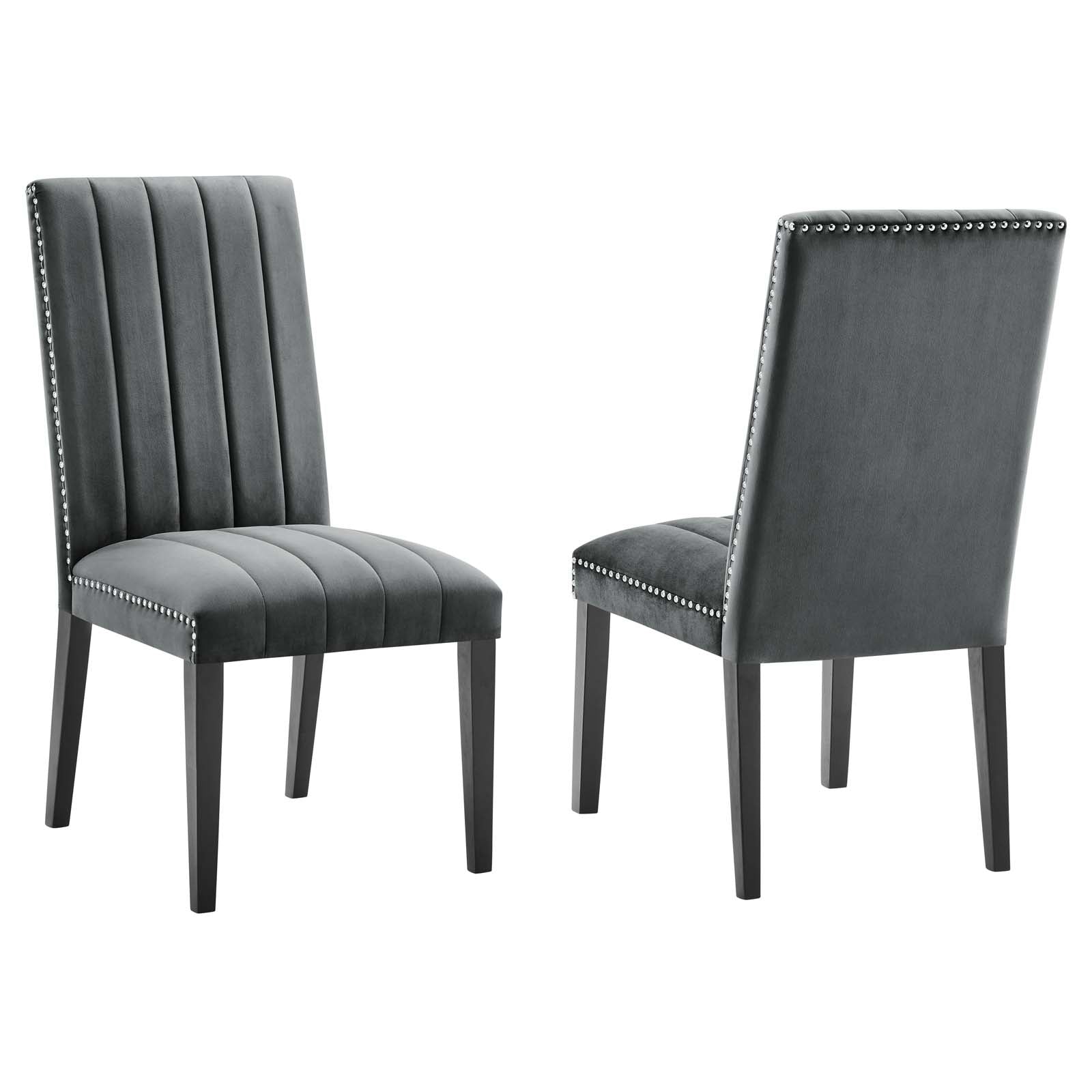 Modway Dining Chairs - Catalyst Performance Velvet Dining Side Chairs Set Of 2 Gray
