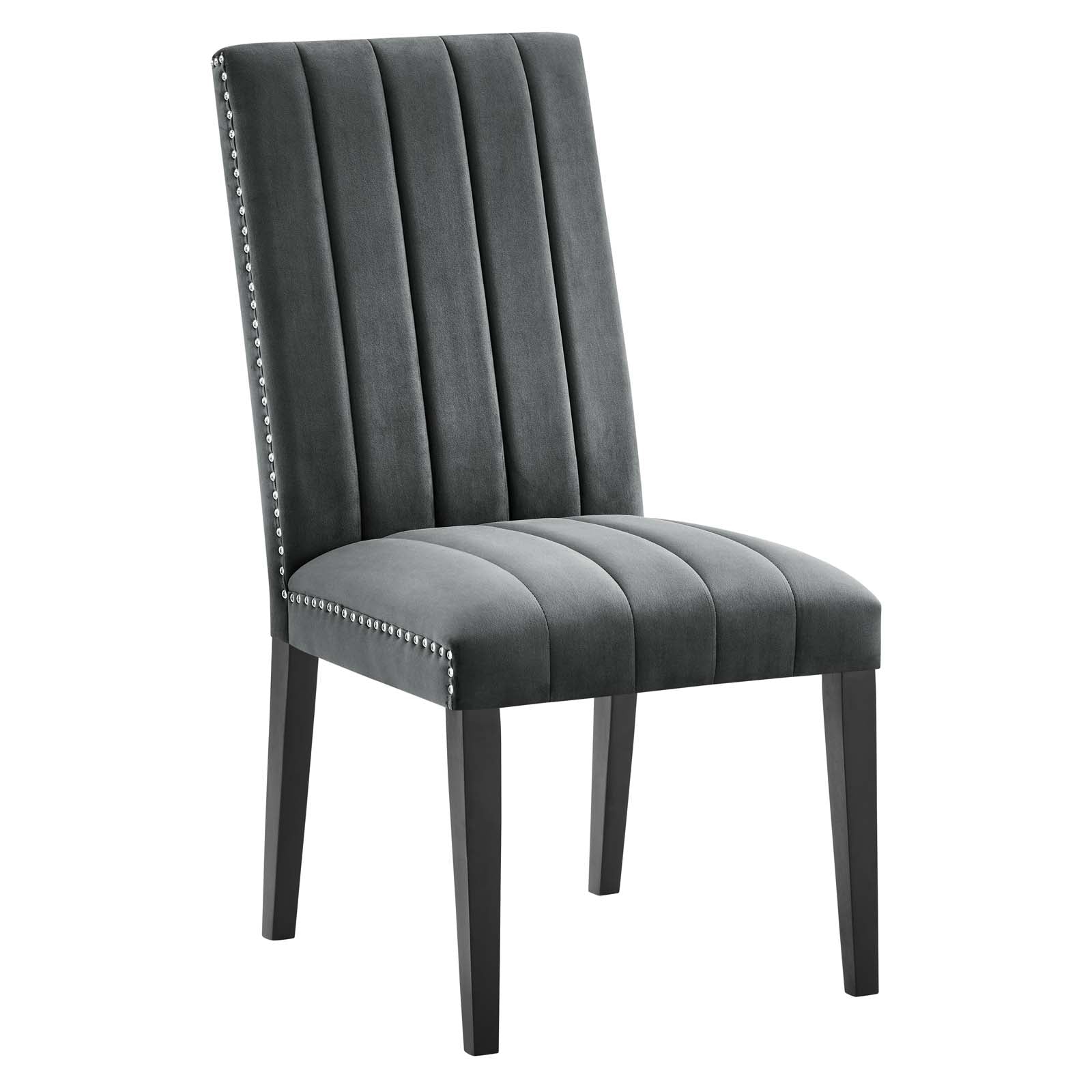 Modway Dining Chairs - Catalyst Performance Velvet Dining Side Chairs Set Of 2 Gray
