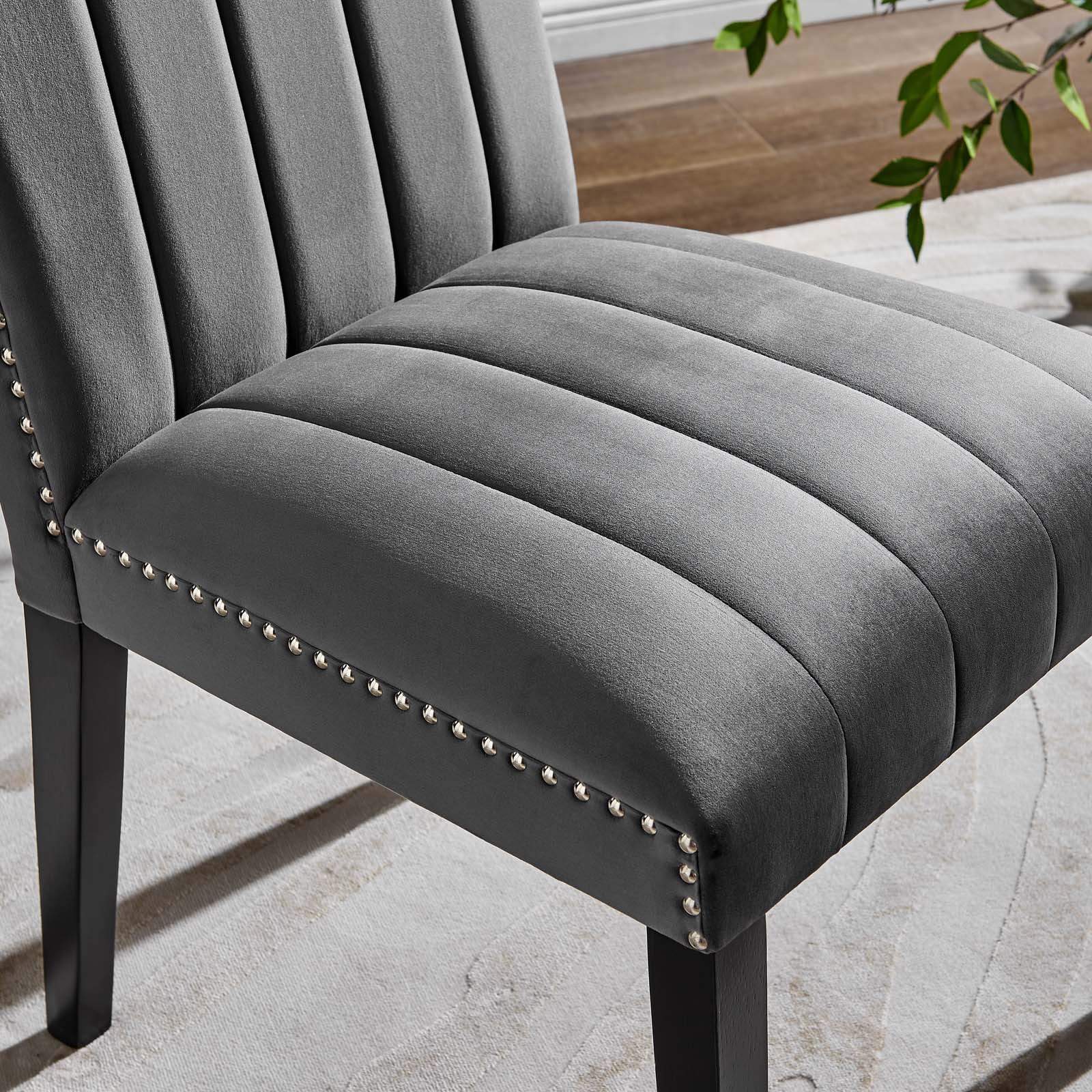 Modway Dining Chairs - Catalyst Performance Velvet Dining Side Chairs Set Of 2 Gray