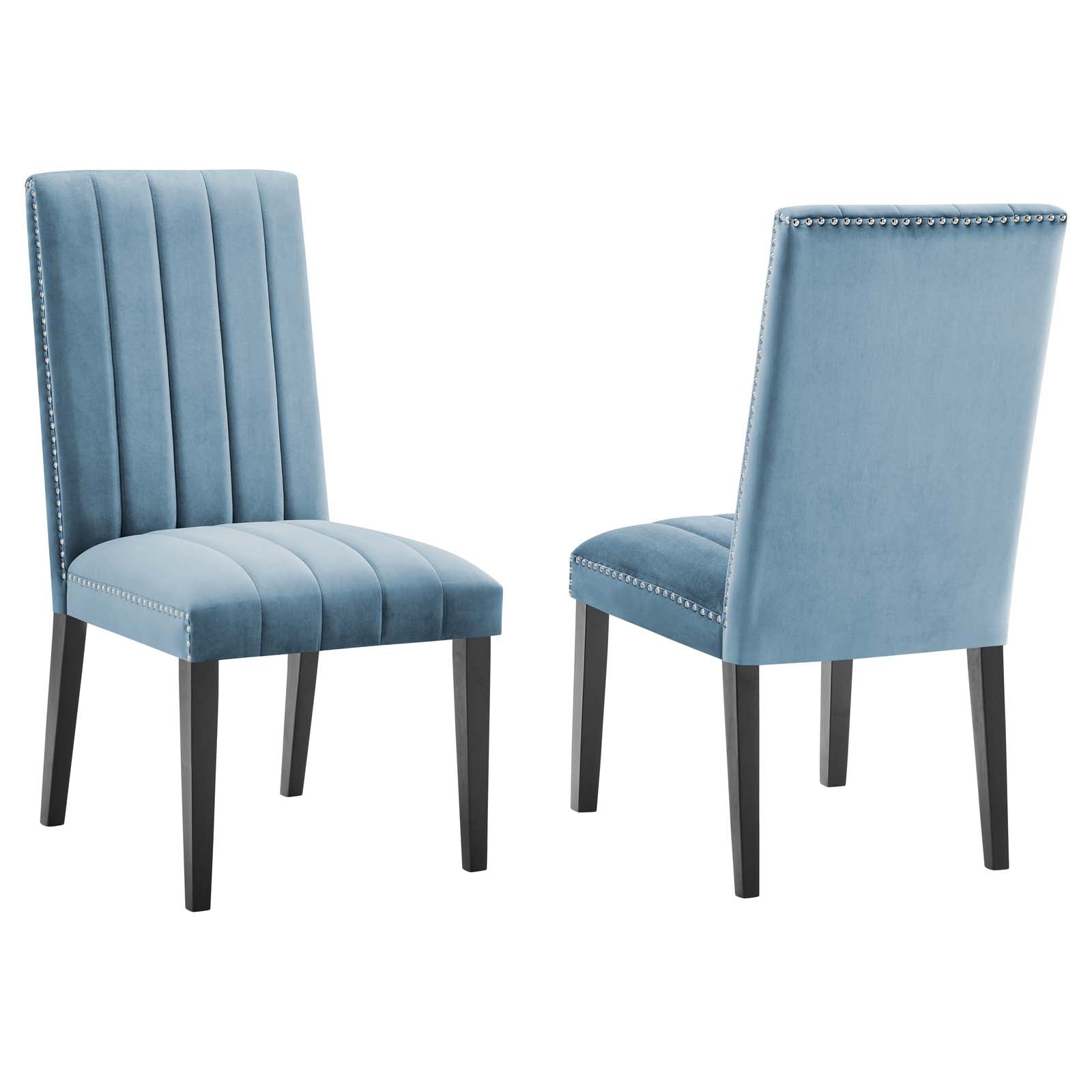 Modway Dining Chairs - Catalyst Performance Velvet Dining Side Chairs Set Of 2 Light Blue