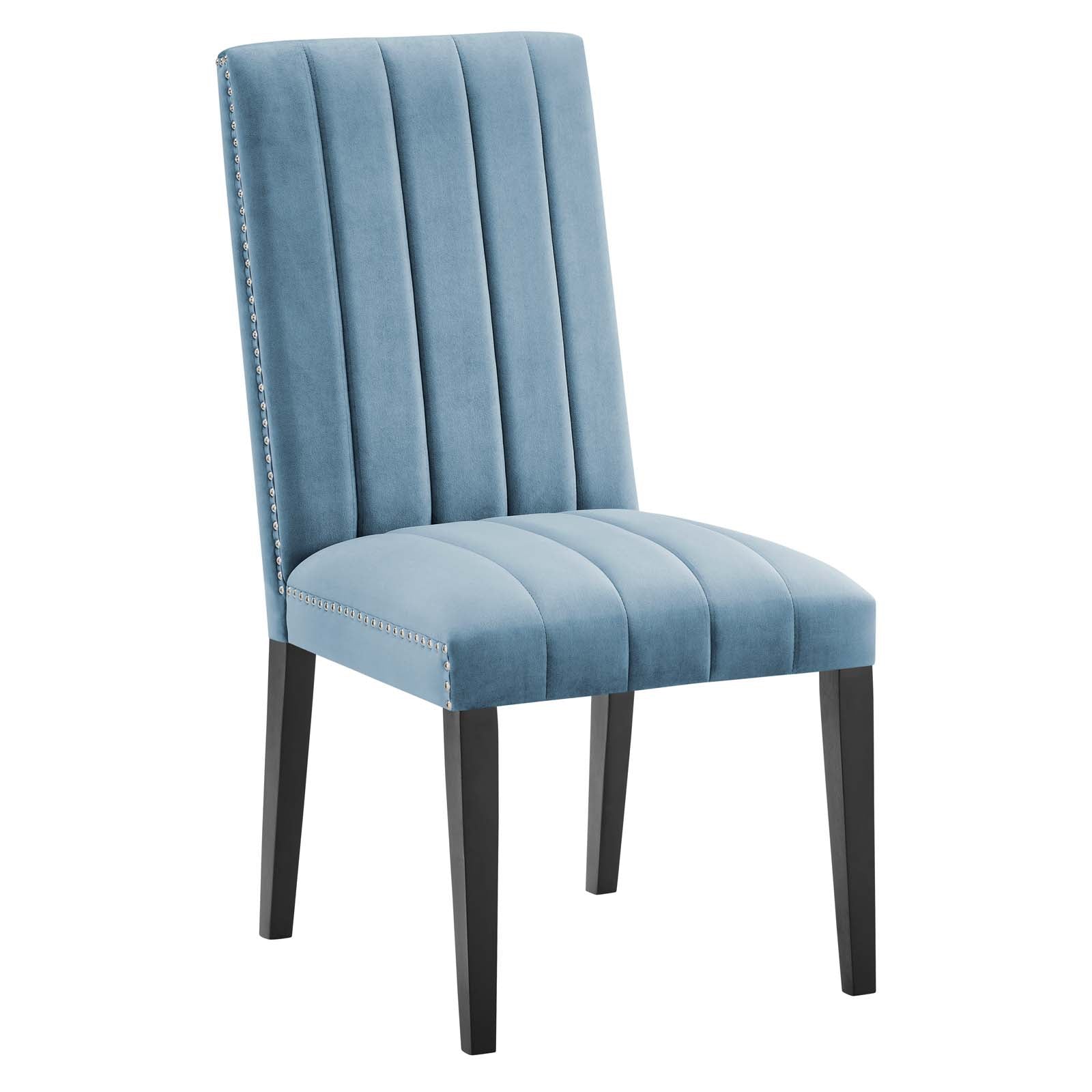 Modway Dining Chairs - Catalyst Performance Velvet Dining Side Chairs Set Of 2 Light Blue