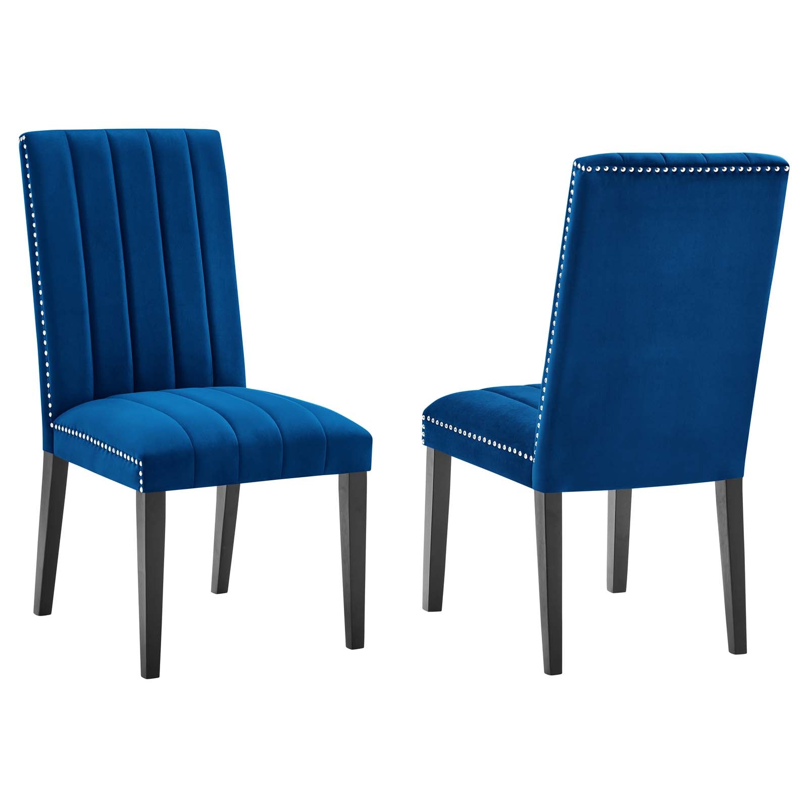 Modway Dining Chairs - Catalyst Performance Velvet Dining Side Chairs Set Of 2 Navy