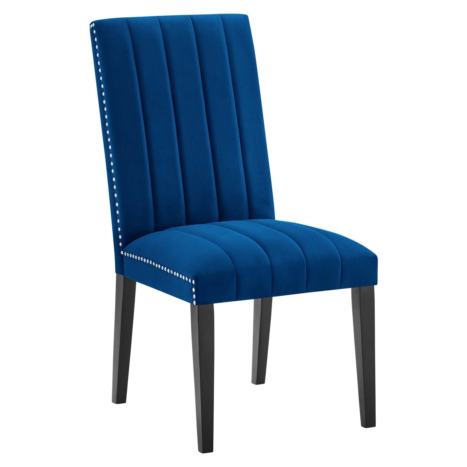 Modway Dining Chairs - Catalyst Performance Velvet Dining Side Chairs Set Of 2 Navy