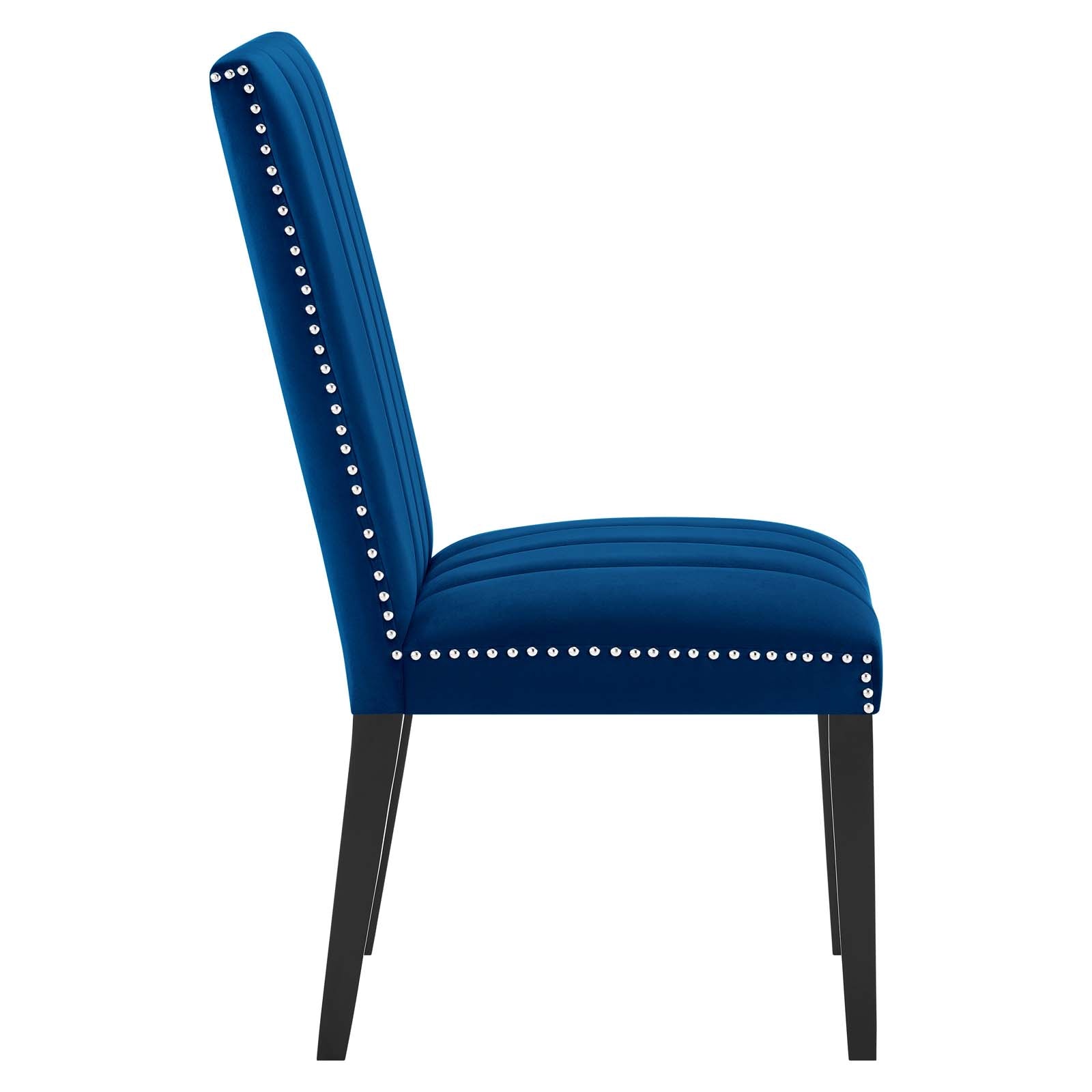 Modway Dining Chairs - Catalyst Performance Velvet Dining Side Chairs Set Of 2 Navy