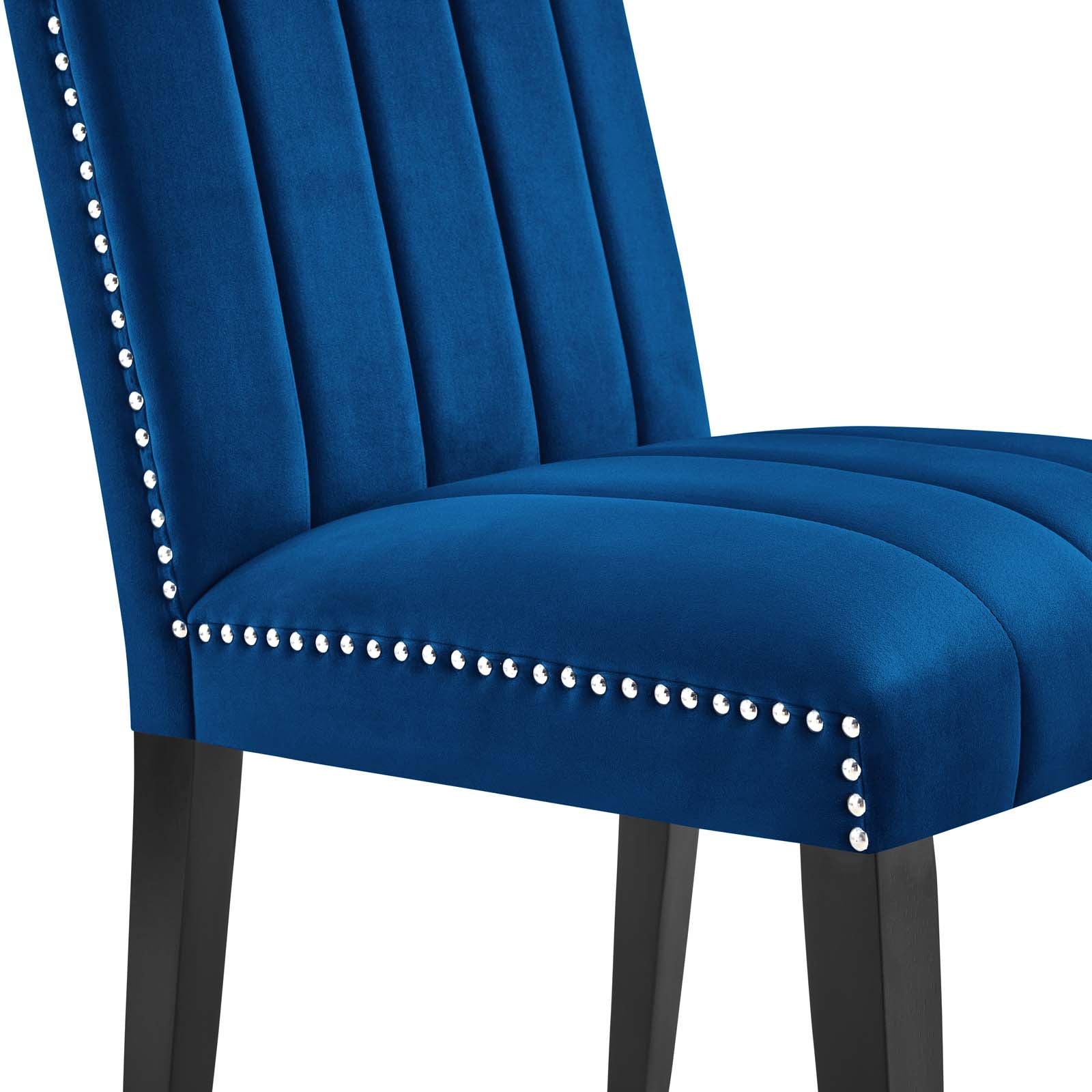 Modway Dining Chairs - Catalyst Performance Velvet Dining Side Chairs Set Of 2 Navy