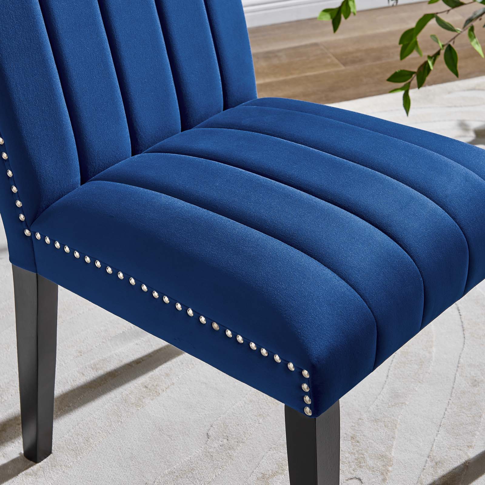 Modway Dining Chairs - Catalyst Performance Velvet Dining Side Chairs Set Of 2 Navy