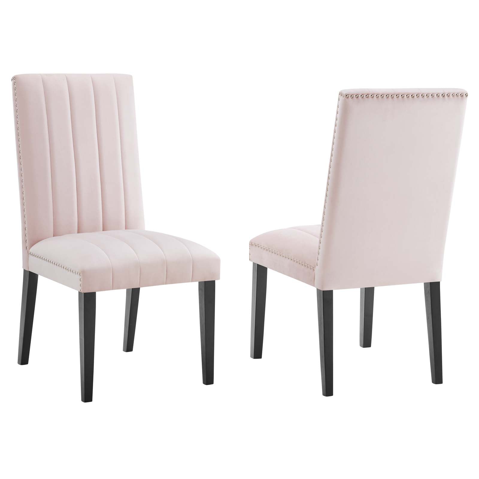Modway Dining Chairs - Catalyst Performance Velvet Dining Side Chairs Set Of 2 Pink