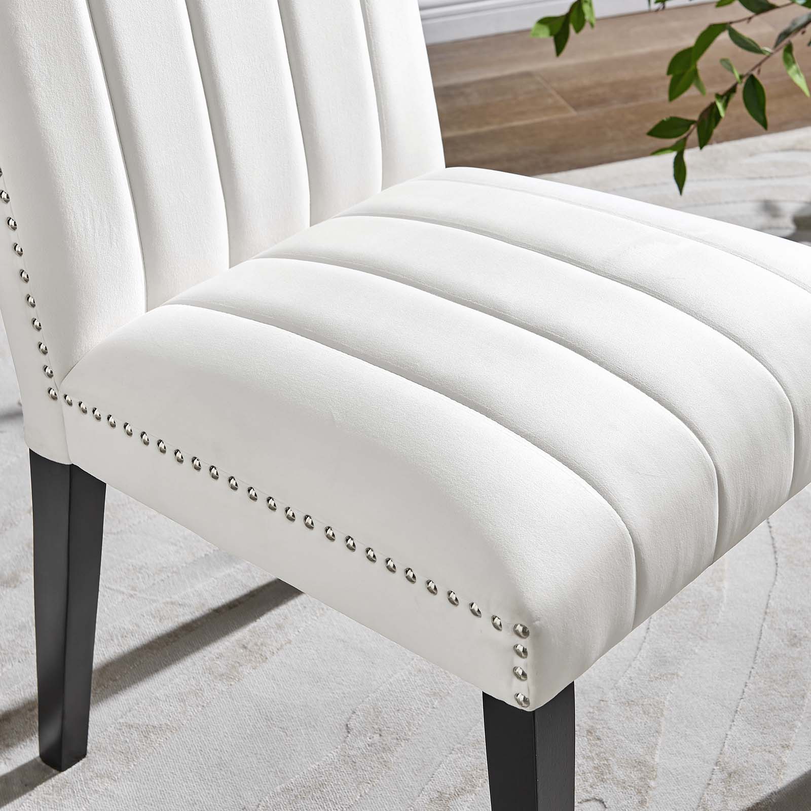 Modway Dining Chairs - Catalyst Performance Velvet Dining Side Chairs Set Of 2 White
