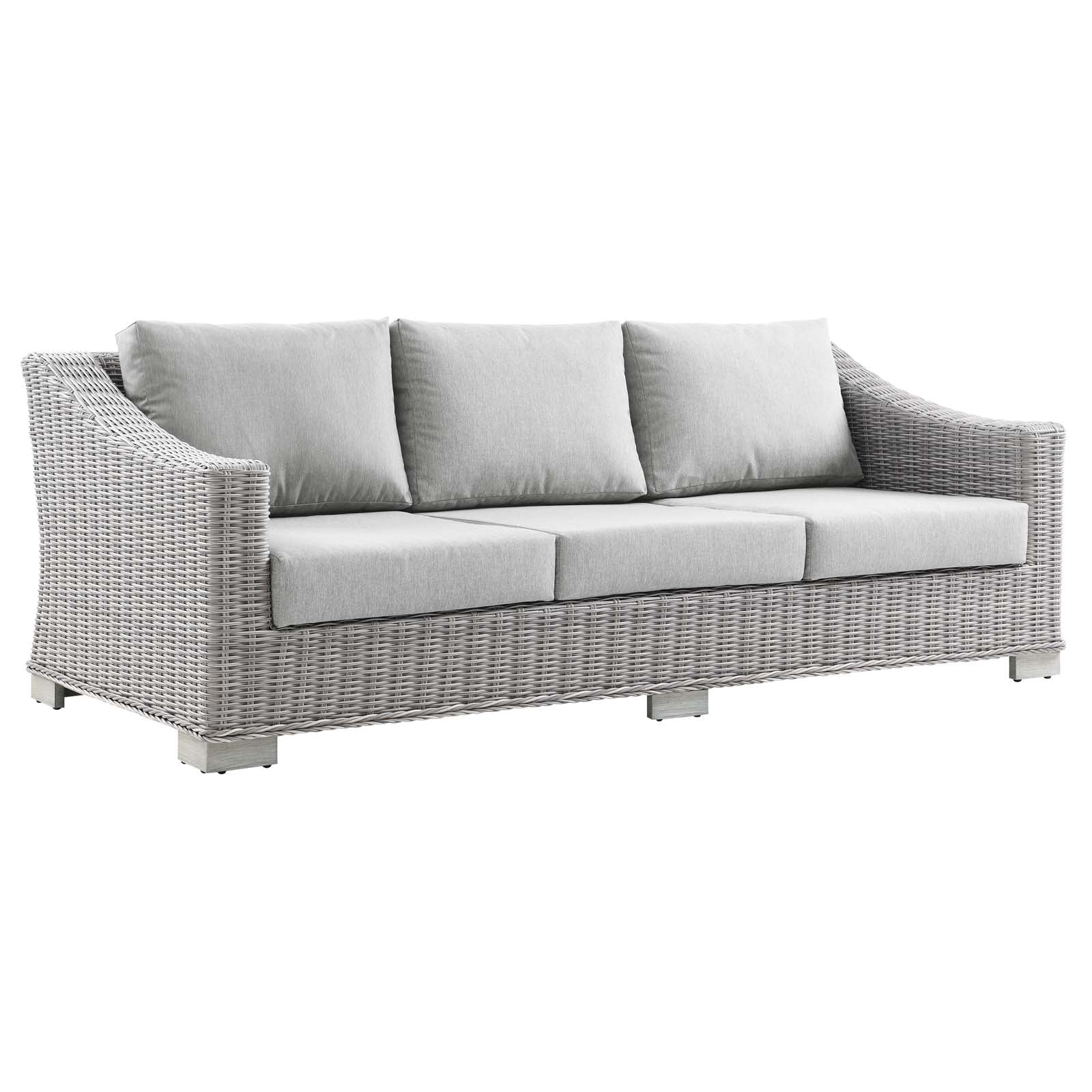 Modway Outdoor Conversation Sets - Conway 4 Piece Outdoor Patio Wicker Rattan Furniture Set Light Gray & Gray 150"