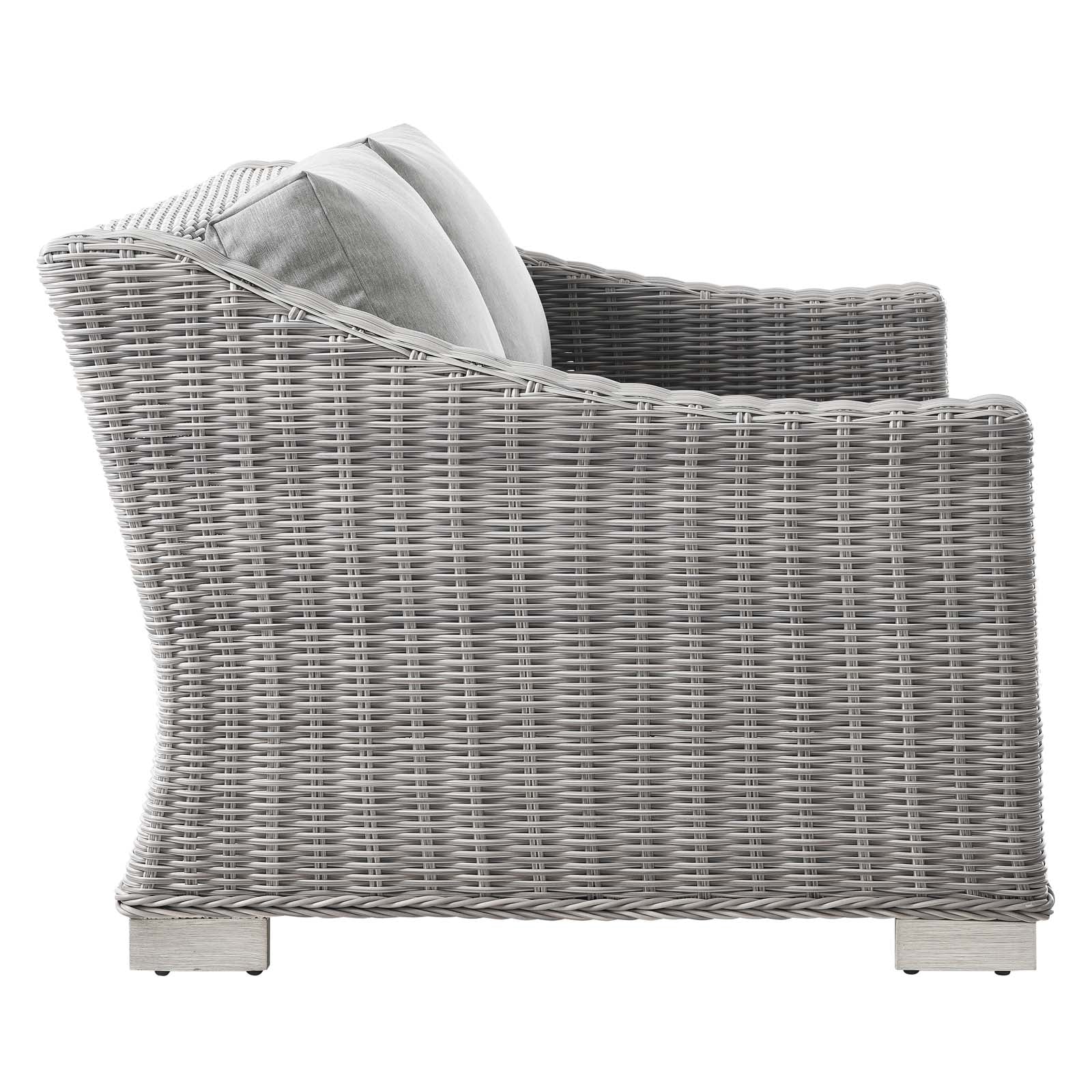 Modway Outdoor Conversation Sets - Conway 4 Piece Outdoor Patio Wicker Rattan Furniture Set Light Gray & Gray 150"