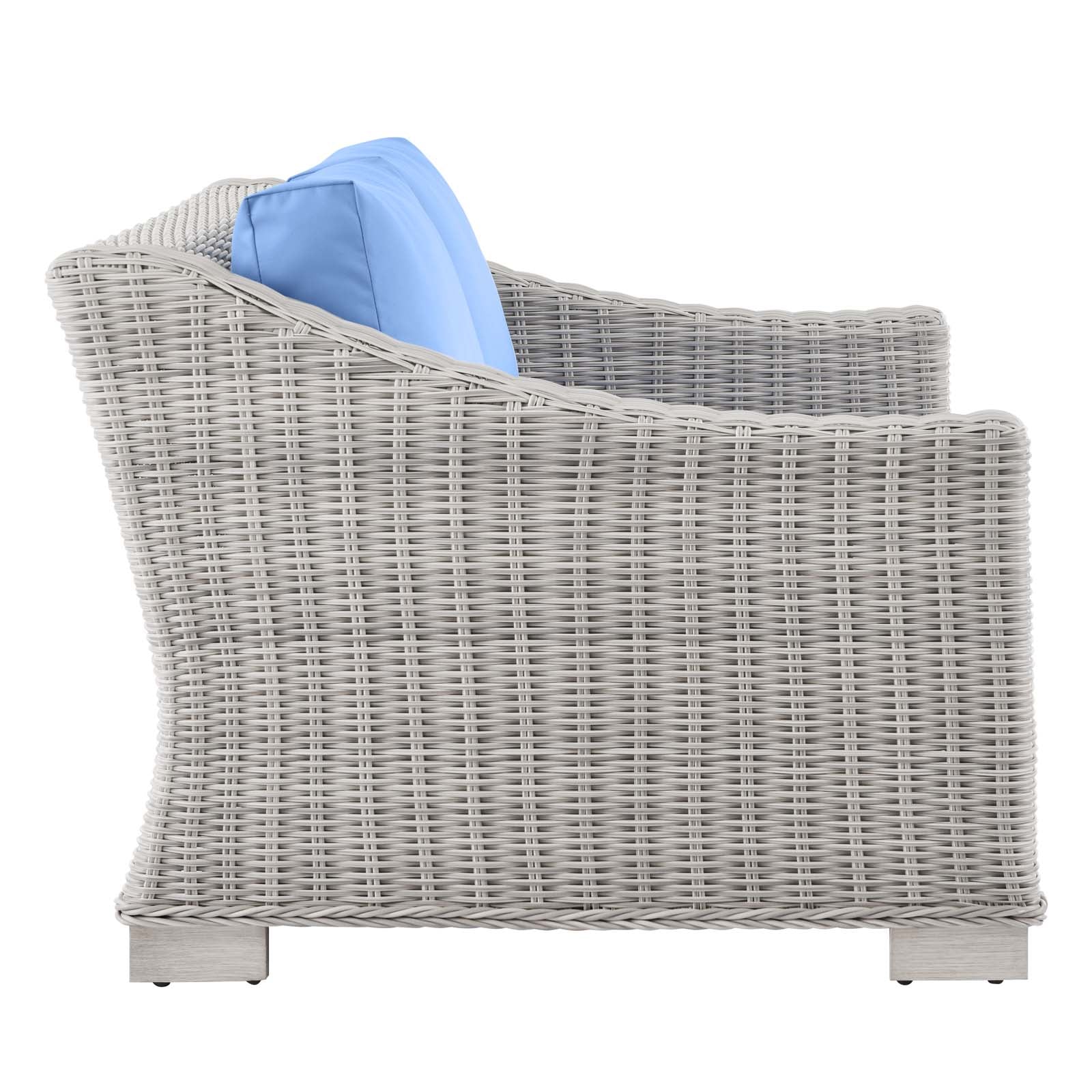 Modway Outdoor Conversation Sets - Conway 4 Piece Outdoor Patio Wicker Rattan Furniture Set Gray 150"