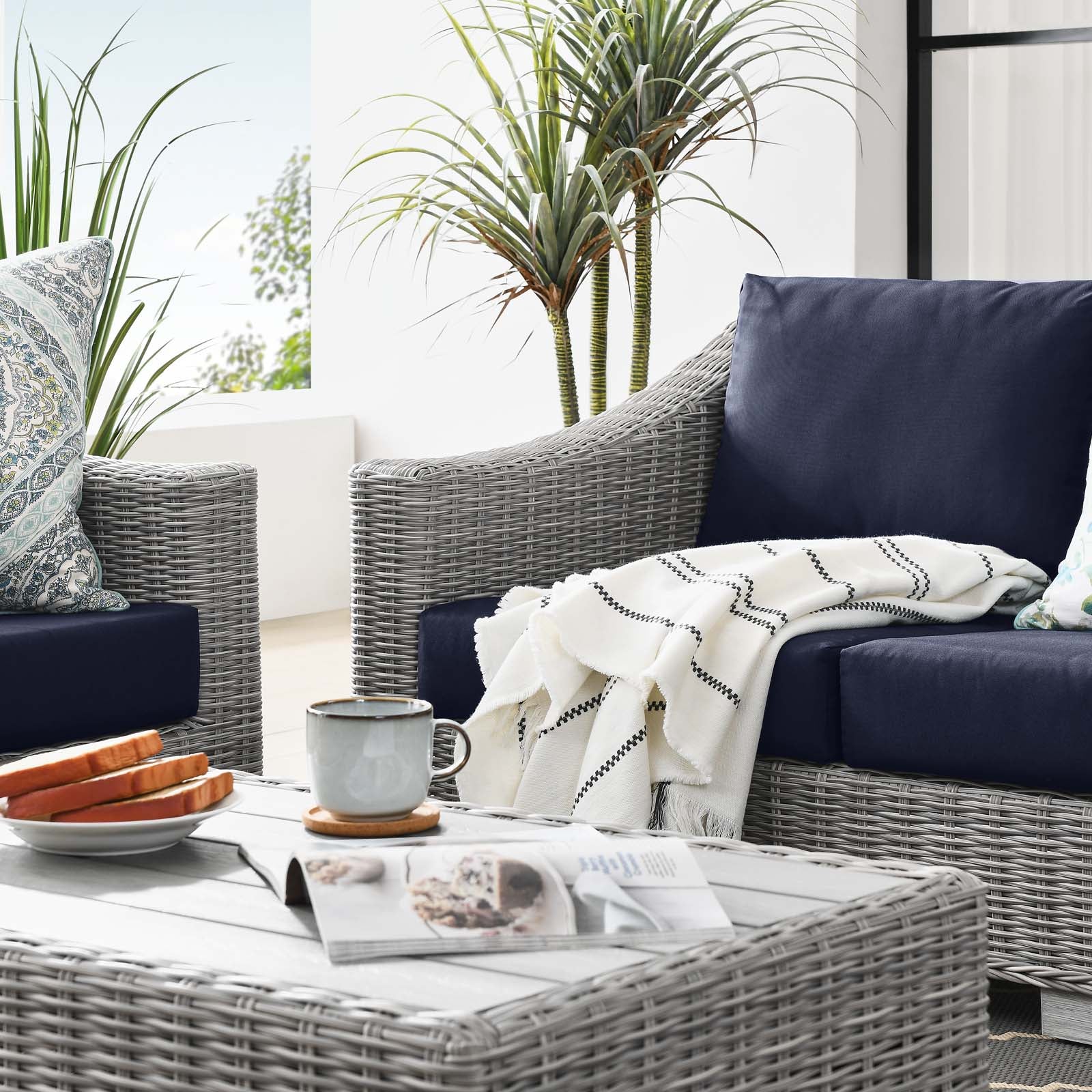Light grey online rattan sofa