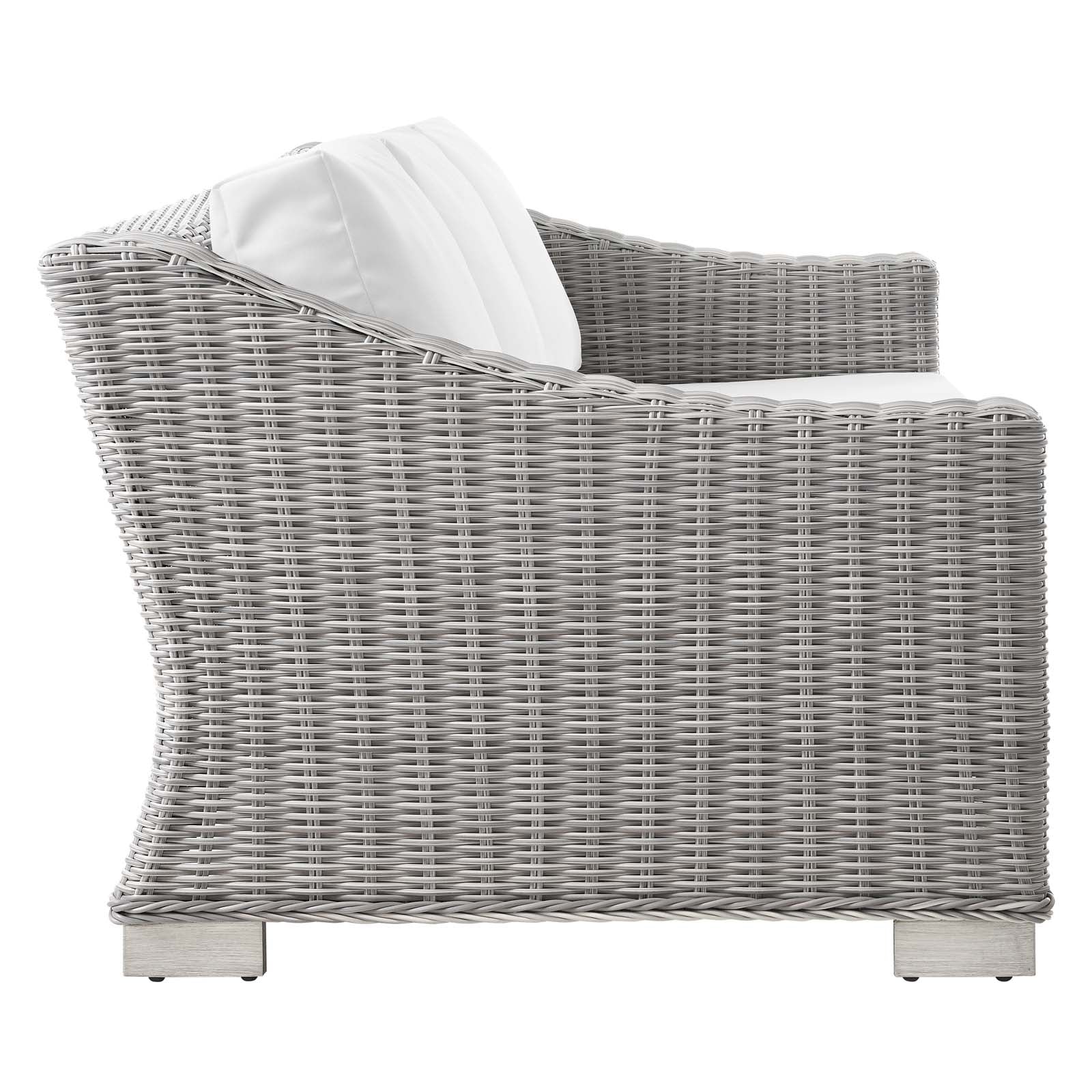 Modway Outdoor Conversation Sets - Conway 4 Piece Outdoor Patio Wicker Rattan Furniture Set Gray