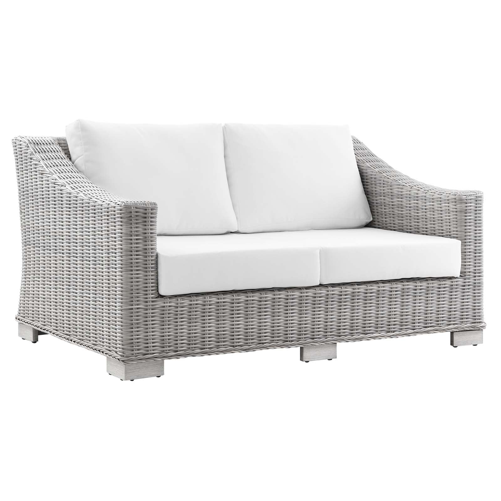 Modway Outdoor Conversation Sets - Conway 4 Piece Outdoor Patio Wicker Rattan Furniture Set Gray