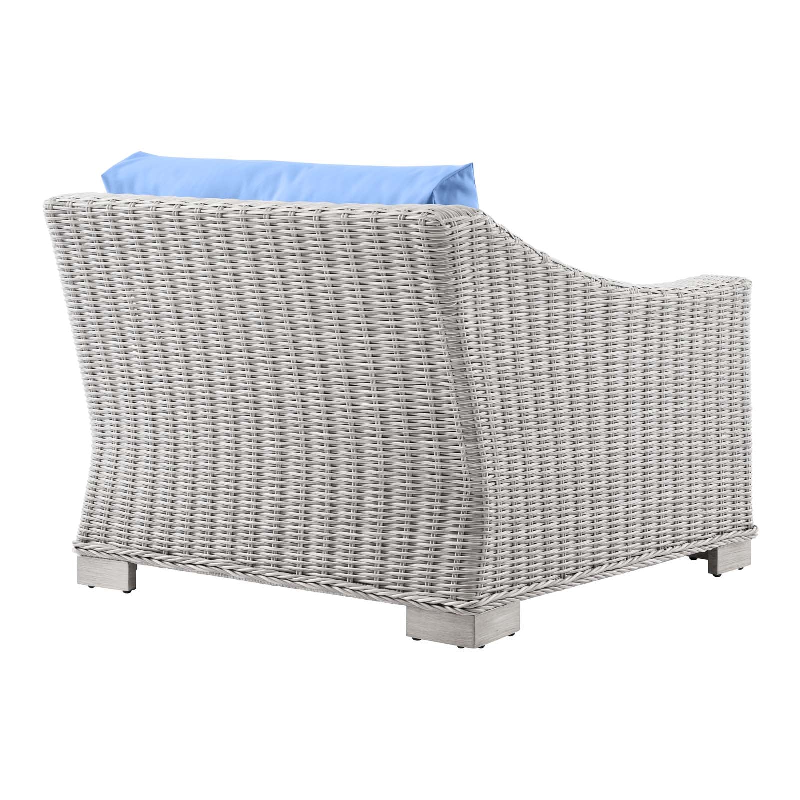 Modway Outdoor Conversation Sets - Conway Outdoor Patio Wicker Rattan 5 Piece Sectional Sofa Furniture Set Light Gray Light Blue