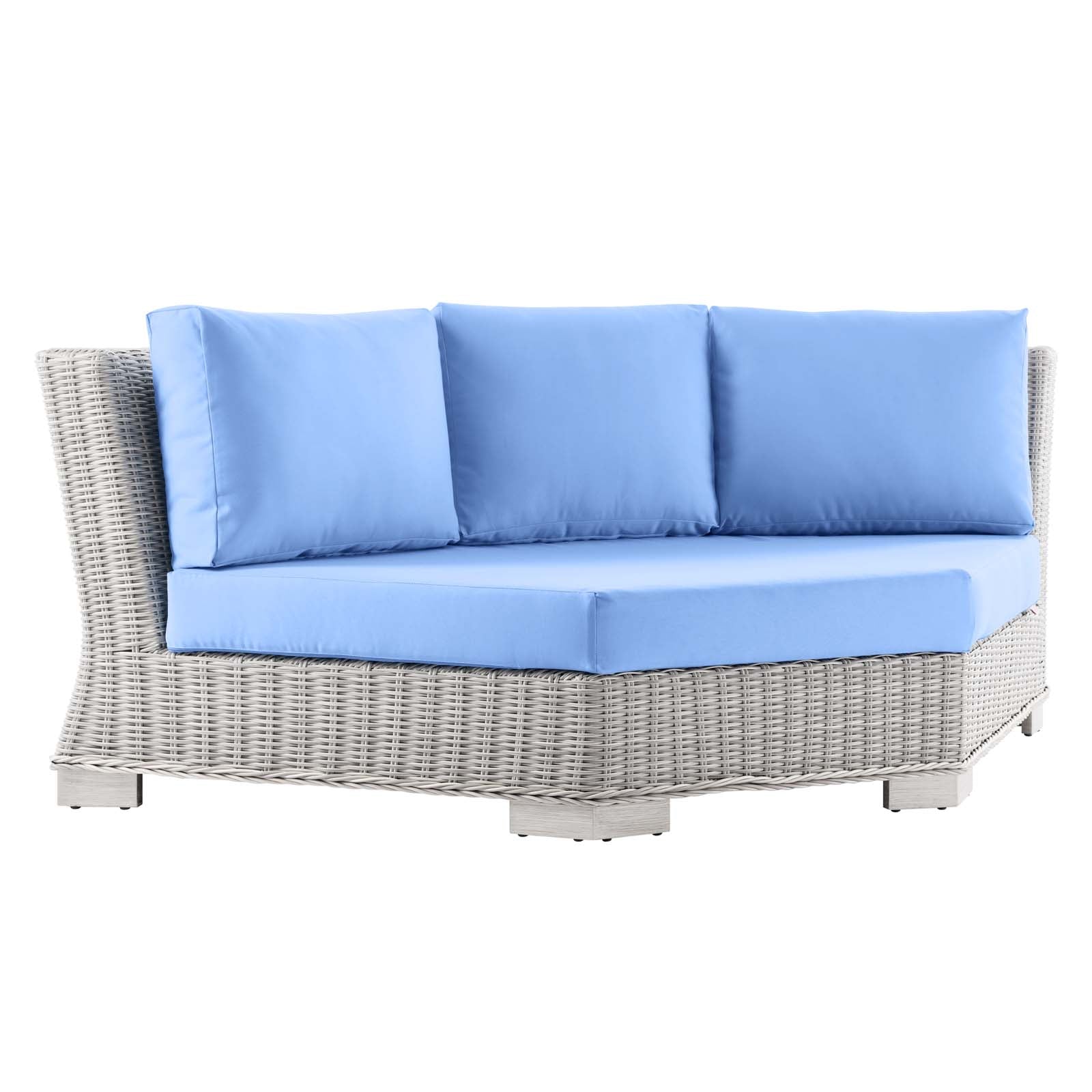 Modway Outdoor Conversation Sets - Conway Outdoor Patio Wicker Rattan 5 Piece Sectional Sofa Furniture Set Light Gray Light Blue