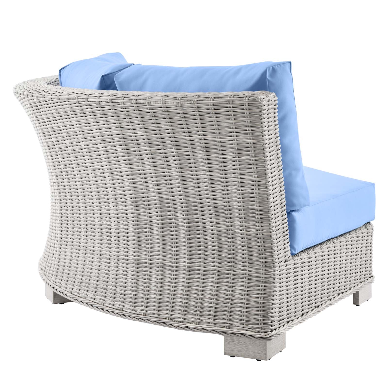 Modway Outdoor Conversation Sets - Conway Outdoor Patio Wicker Rattan 5 Piece Sectional Sofa Furniture Set Light Gray Light Blue