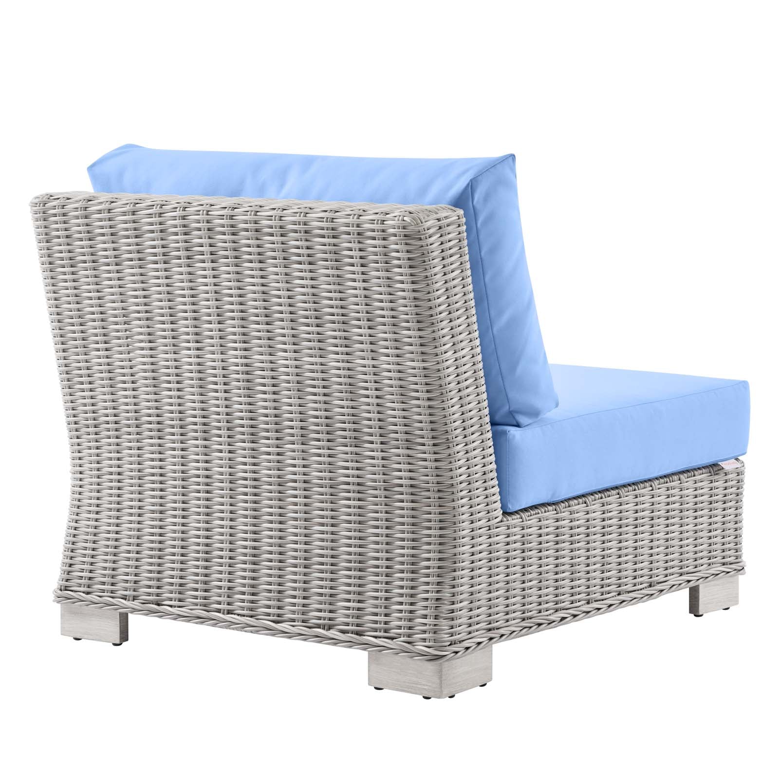 Modway Outdoor Conversation Sets - Conway Outdoor Patio Wicker Rattan 5 Piece Sectional Sofa Furniture Set Light Gray Light Blue