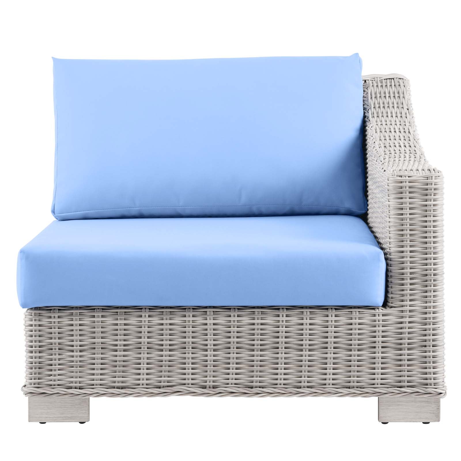 Modway Outdoor Conversation Sets - Conway Outdoor Patio Wicker Rattan 5 Piece Sectional Sofa Furniture Set Light Gray Light Blue