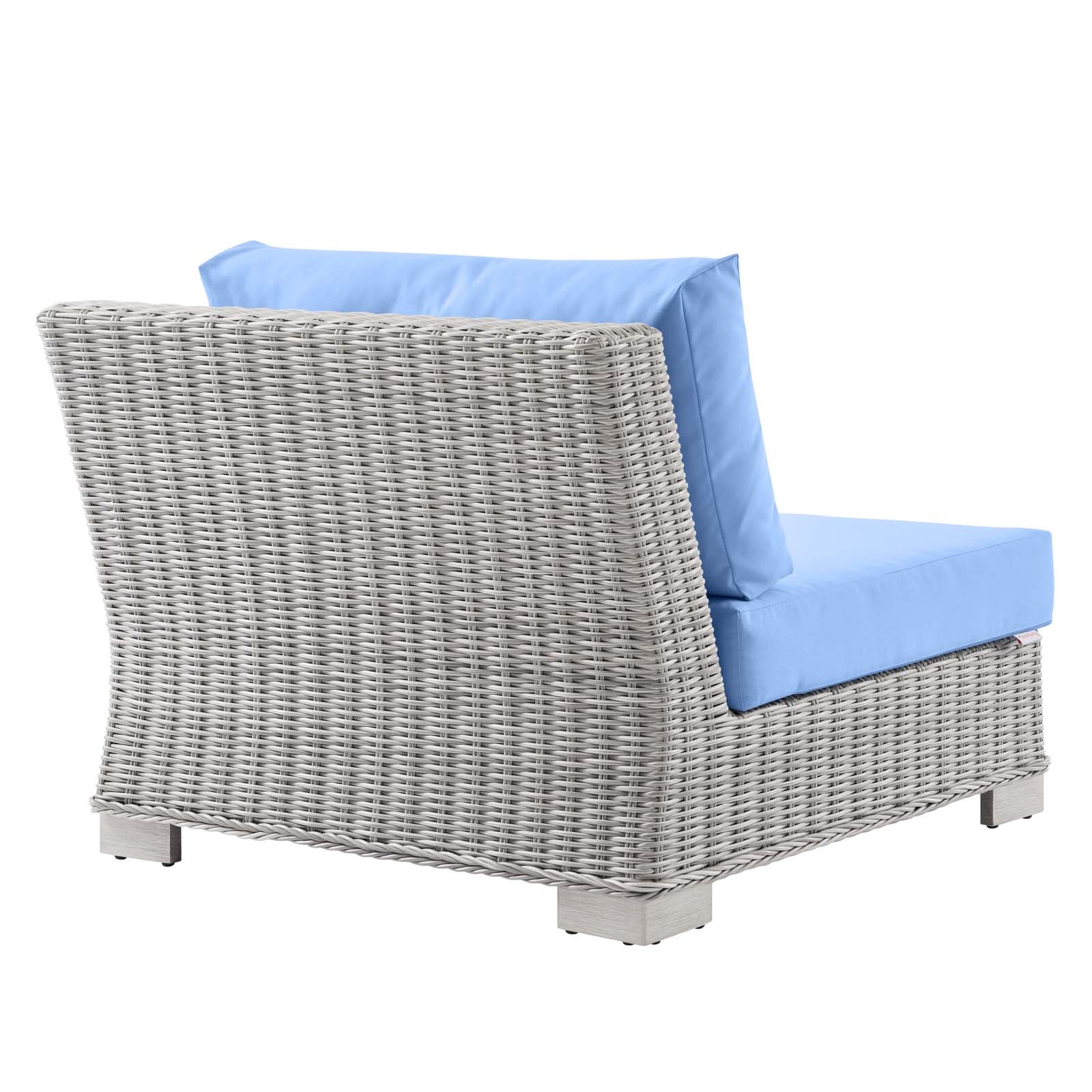 Modway Outdoor Conversation Sets - Conway Outdoor Patio Wicker Rattan 5 Piece Sectional Sofa Furniture Set Light Gray Light Blue