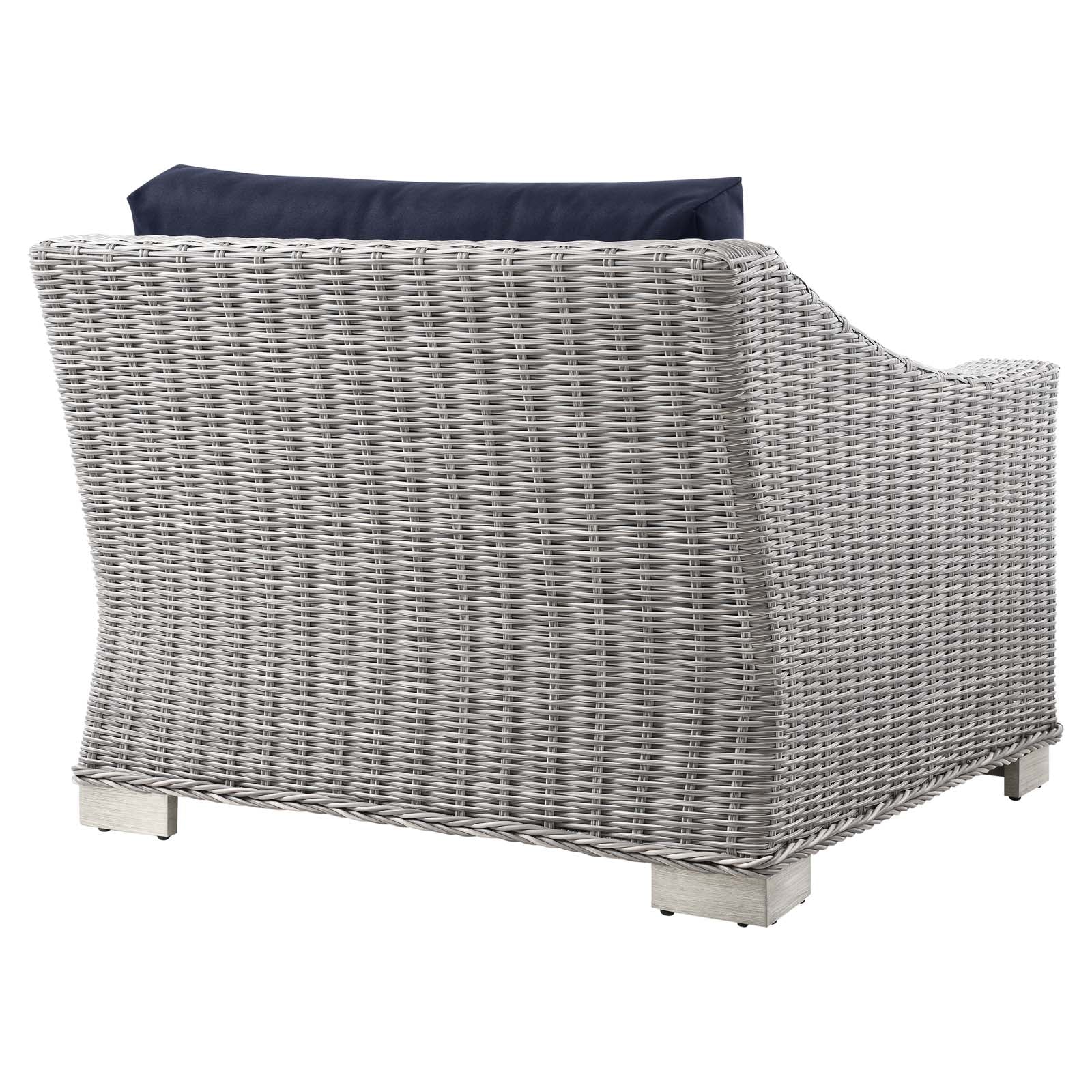 Modway Outdoor Conversation Sets - Conway Outdoor Patio Wicker Rattan 5 Piece Sectional Sofa Furniture Set Light Gray Navy