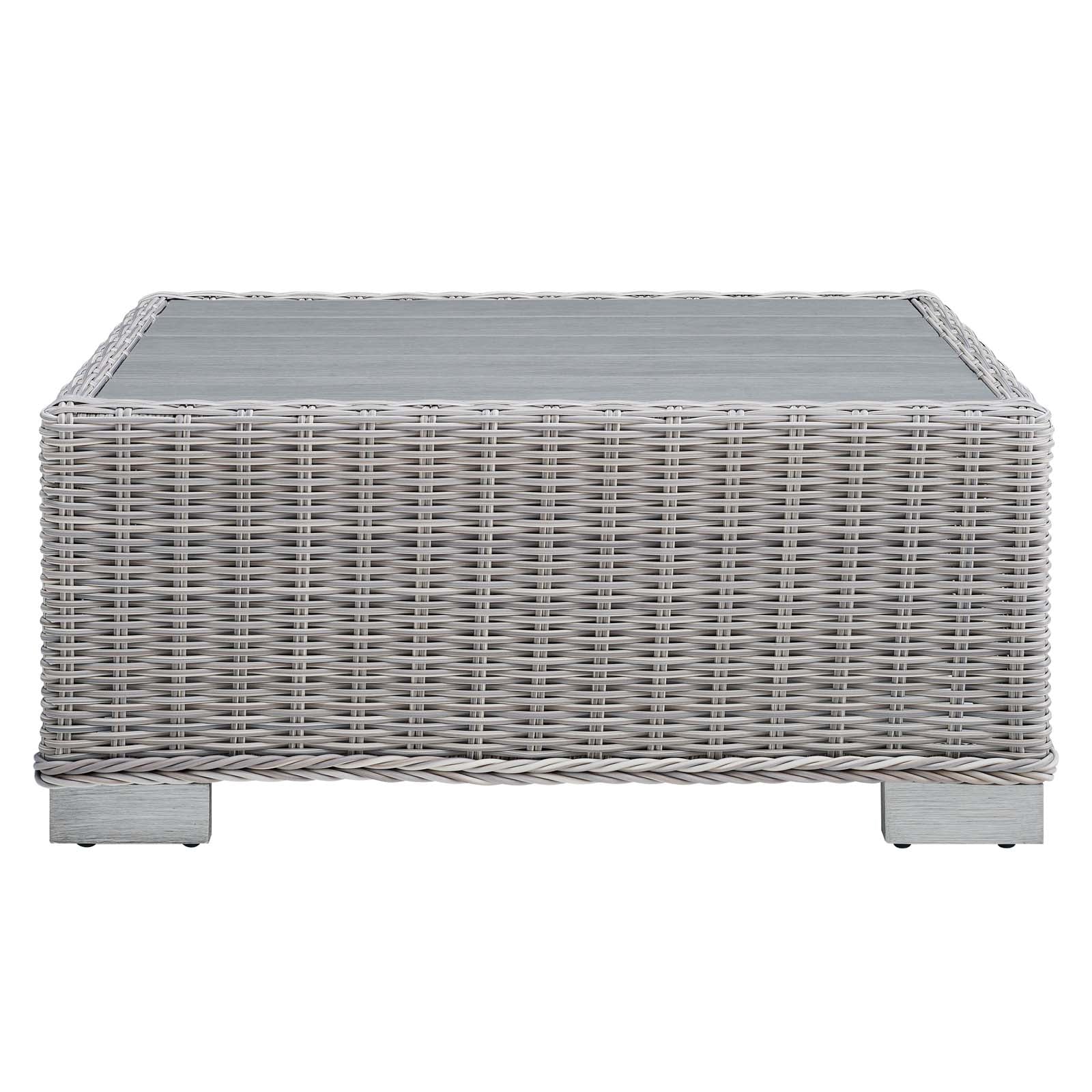 Modway Outdoor Conversation Sets - Conway Outdoor Patio Wicker Rattan 5 Piece Sectional Sofa Furniture Set Light Gray Navy