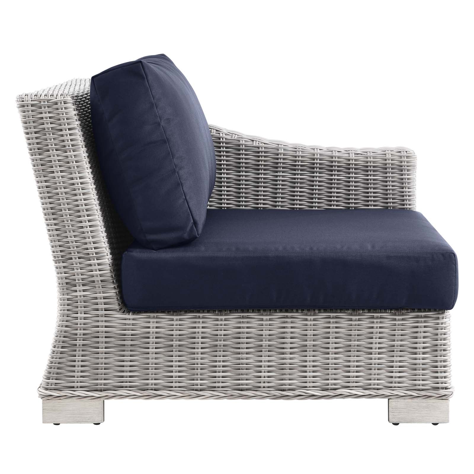 Modway Outdoor Conversation Sets - Conway Outdoor Patio Wicker Rattan 5 Piece Sectional Sofa Furniture Set Light Gray Navy