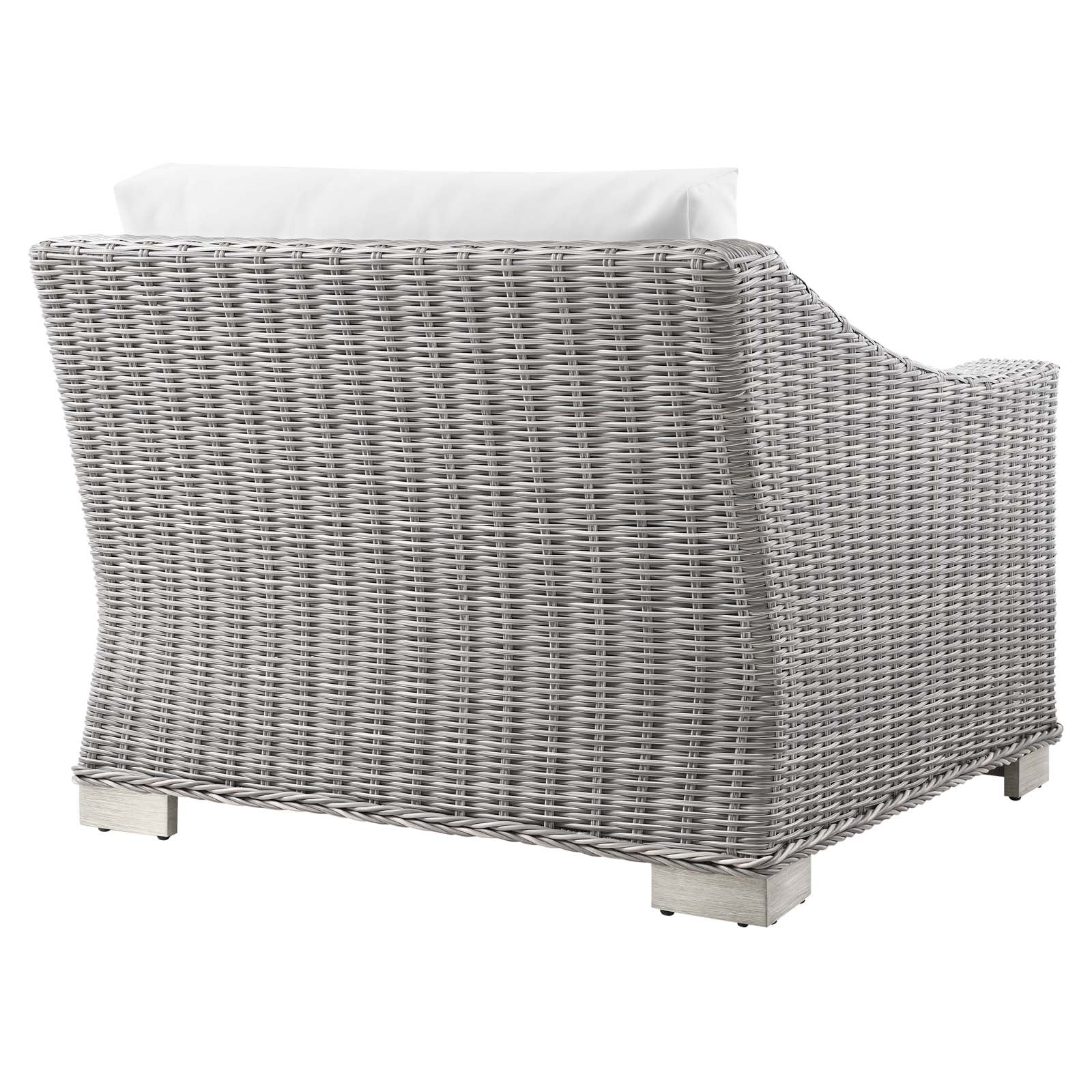 Modway Outdoor Conversation Sets - Conway Outdoor Patio Wicker Rattan 5 Piece Sectional Sofa Furniture Set Light Gray White