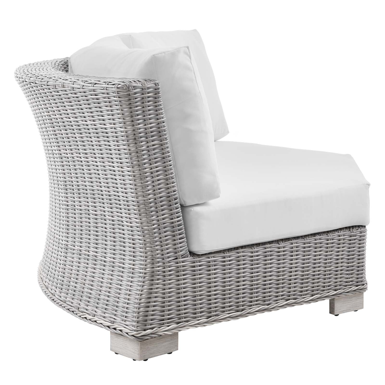 Modway Outdoor Conversation Sets - Conway Outdoor Patio Wicker Rattan 5 Piece Sectional Sofa Furniture Set Light Gray White