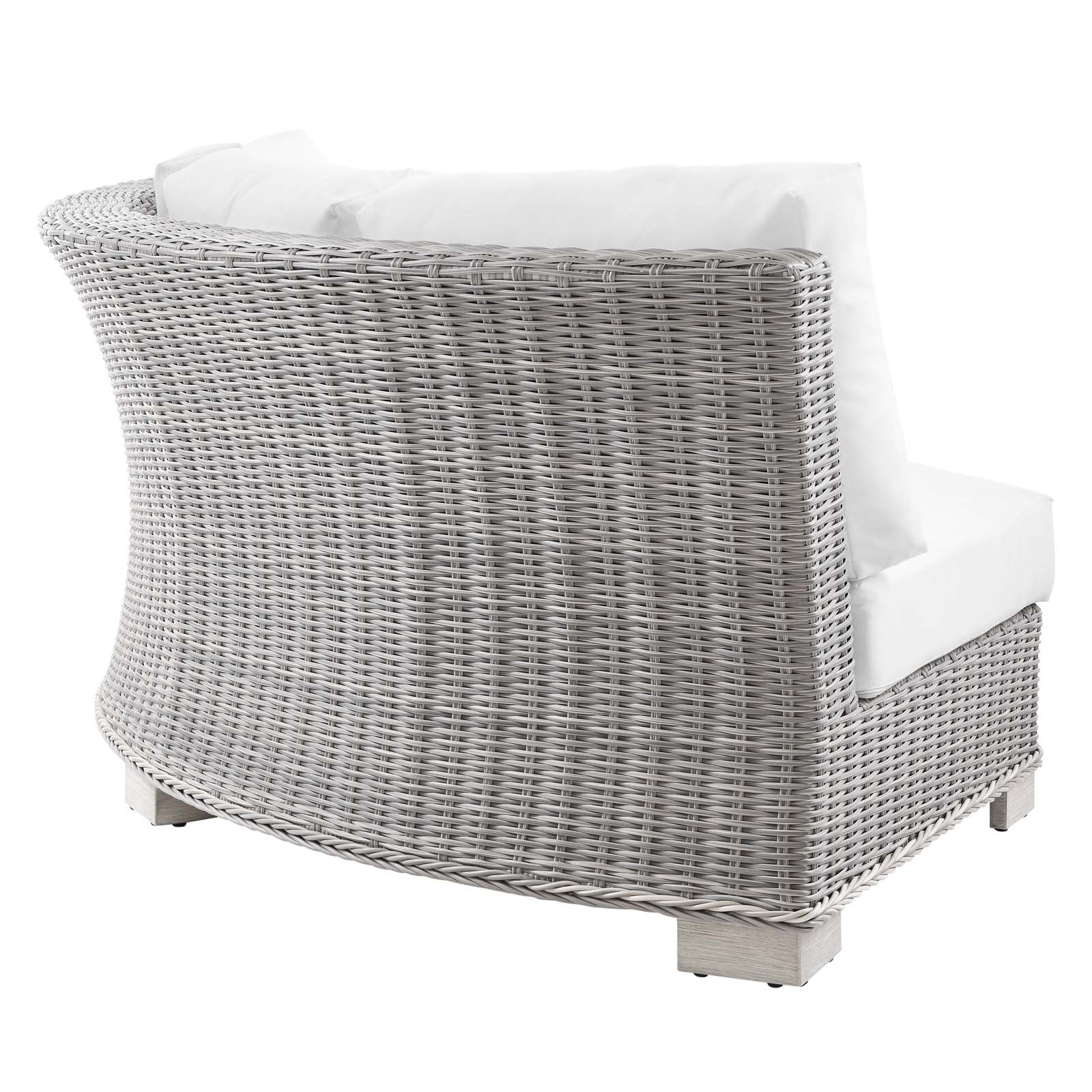Modway Outdoor Conversation Sets - Conway Outdoor Patio Wicker Rattan 5 Piece Sectional Sofa Furniture Set Light Gray White