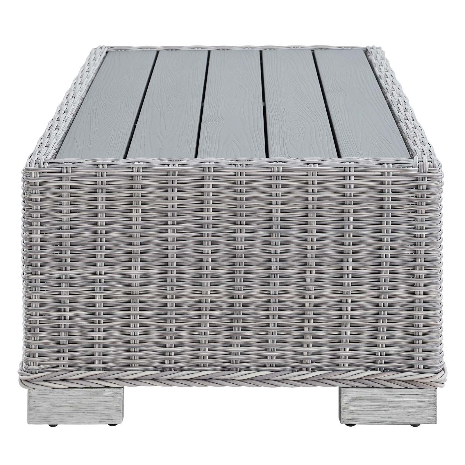 Modway Outdoor Conversation Sets - Conway Outdoor Patio Wicker Rattan 5 Piece Sectional Sofa Furniture Set Light Gray White