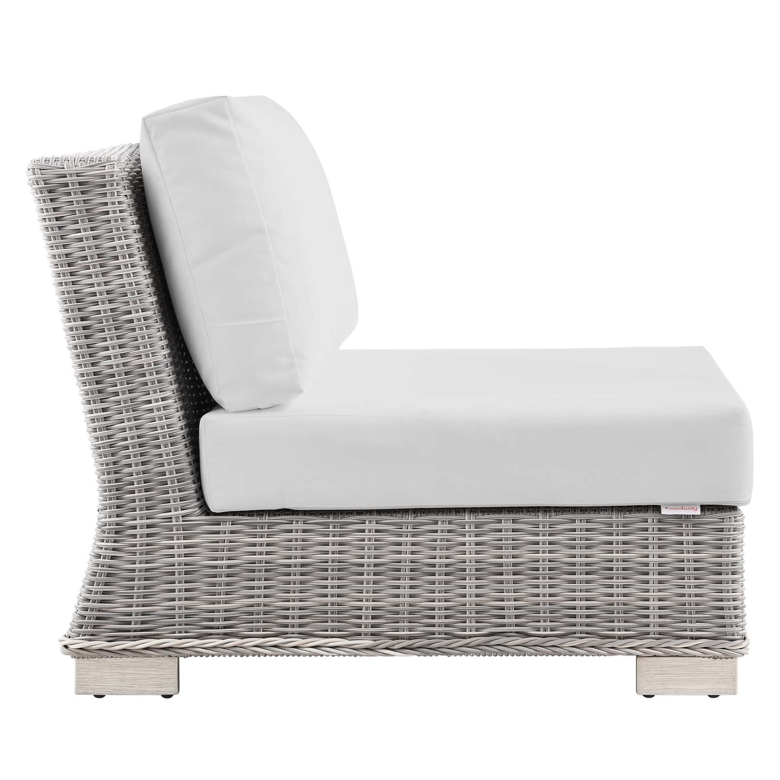 Modway Outdoor Conversation Sets - Conway Outdoor Patio Wicker Rattan 5 Piece Sectional Sofa Furniture Set Light Gray White