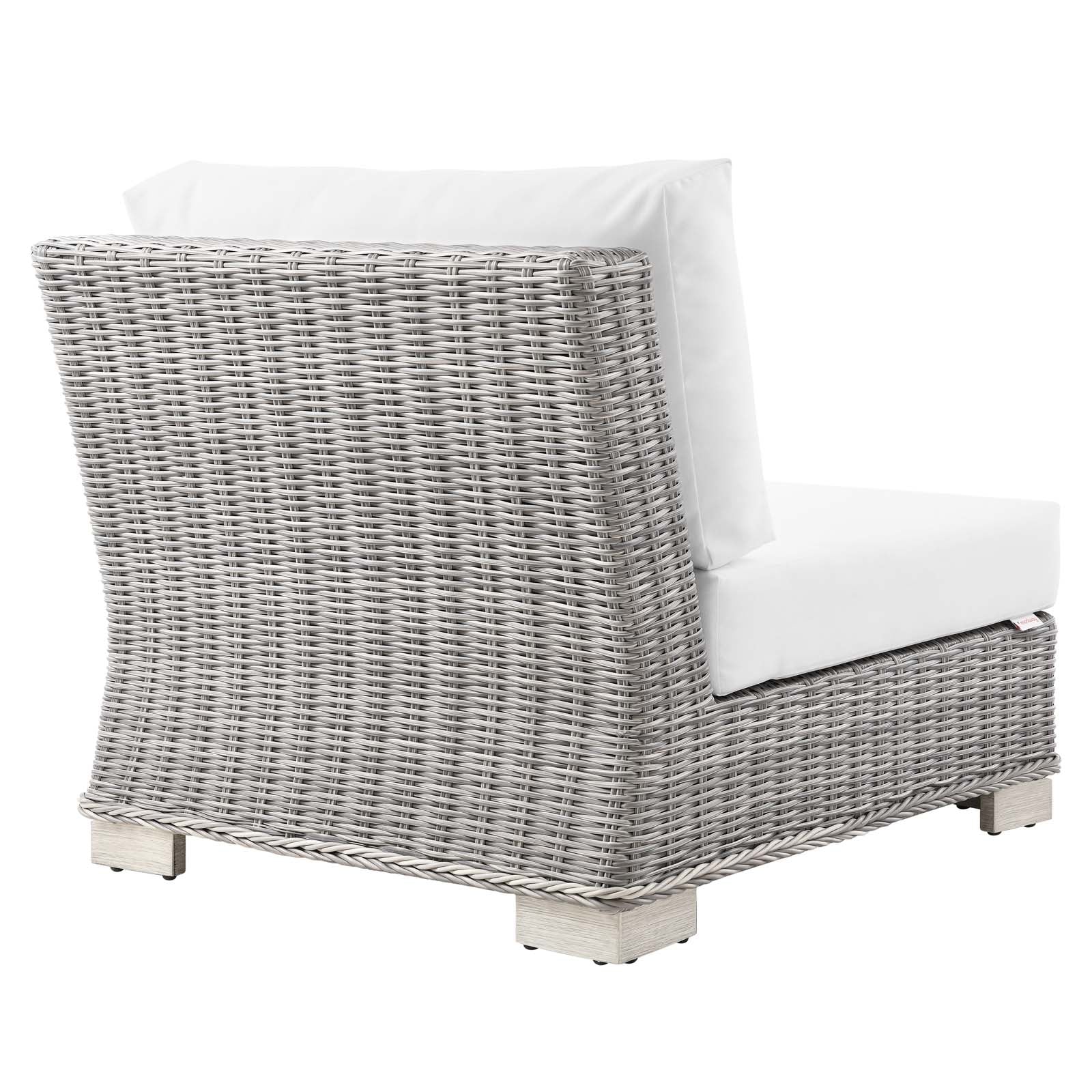 Modway Outdoor Conversation Sets - Conway Outdoor Patio Wicker Rattan 5 Piece Sectional Sofa Furniture Set Light Gray White