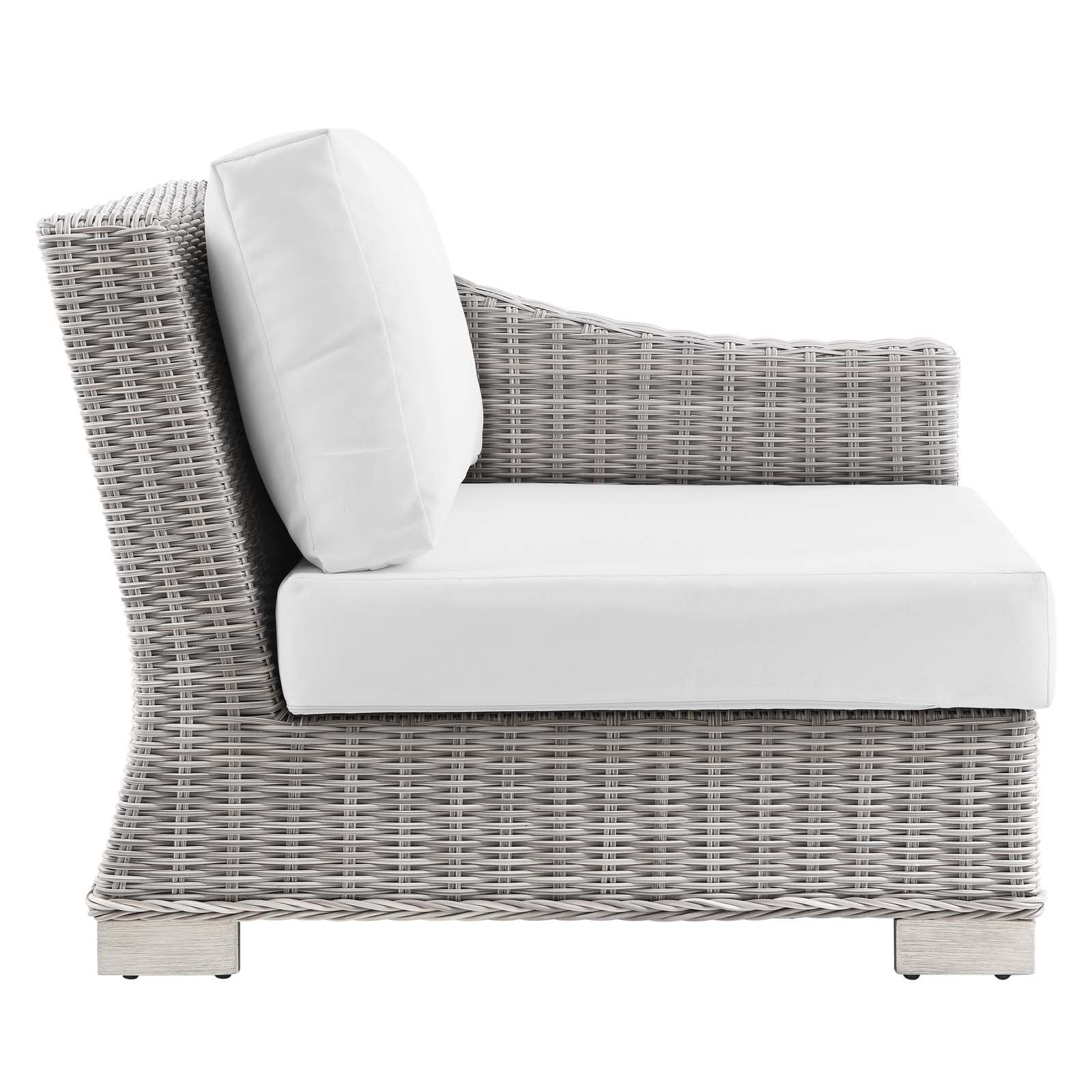 Modway Outdoor Conversation Sets - Conway Outdoor Patio Wicker Rattan 5 Piece Sectional Sofa Furniture Set Light Gray White