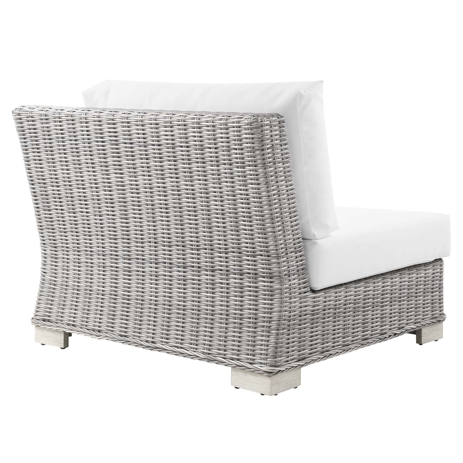 Modway Outdoor Conversation Sets - Conway Outdoor Patio Wicker Rattan 5 Piece Sectional Sofa Furniture Set Light Gray White
