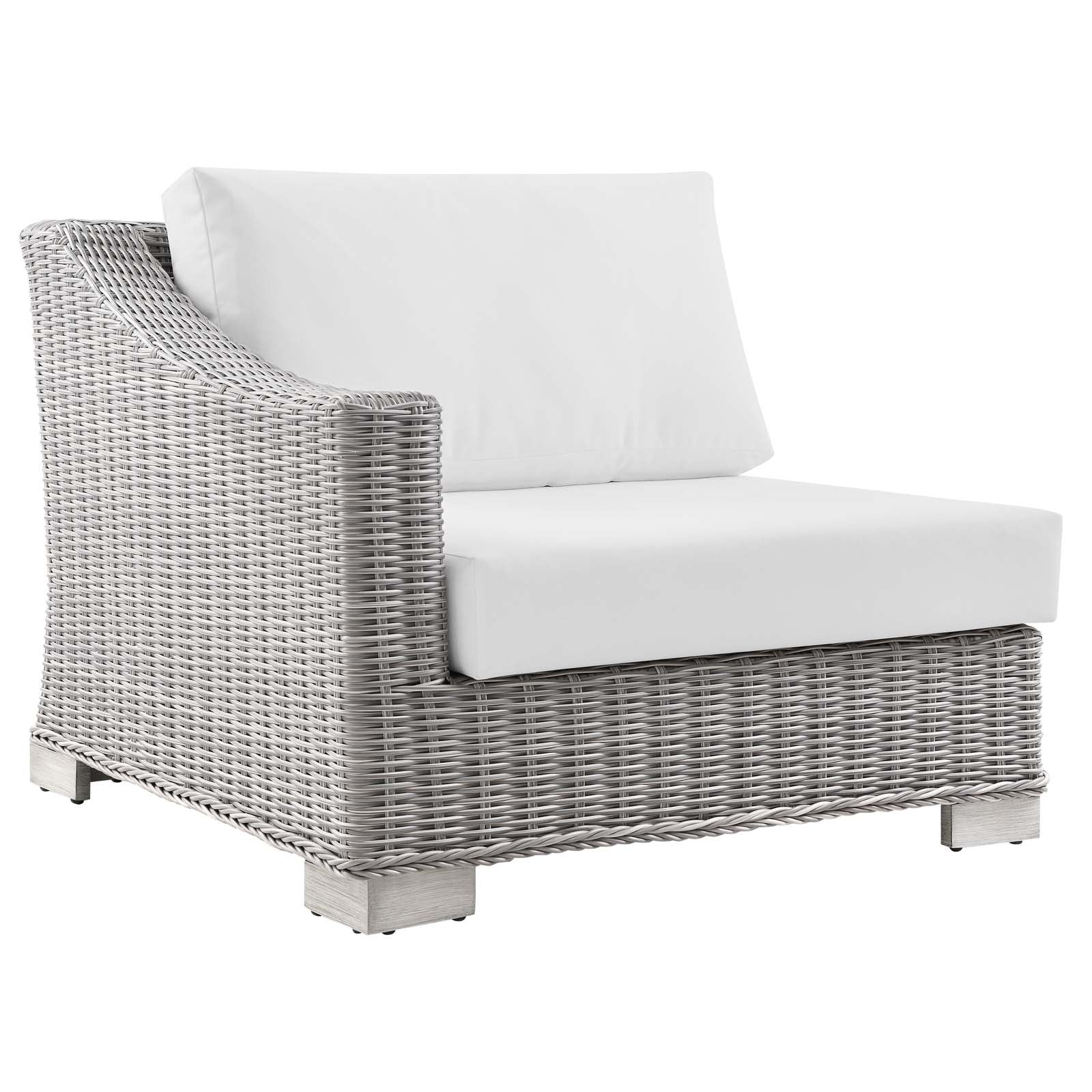 Modway Outdoor Conversation Sets - Conway Outdoor Patio Wicker Rattan 5 Piece Sectional Sofa Furniture Set Light Gray White