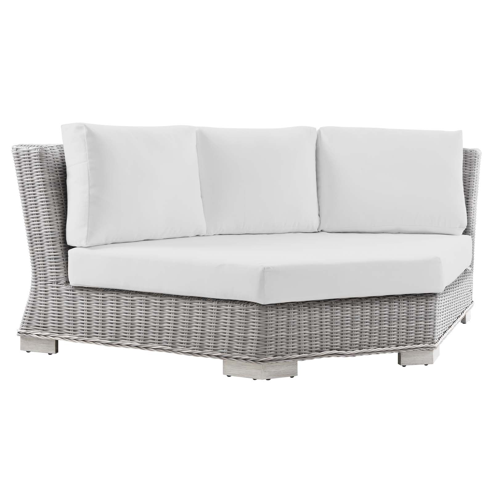 Modway Outdoor Conversation Sets - Conway Outdoor Patio Wicker Rattan 6-Piece Sectional Sofa Furniture Set Light Gray | White