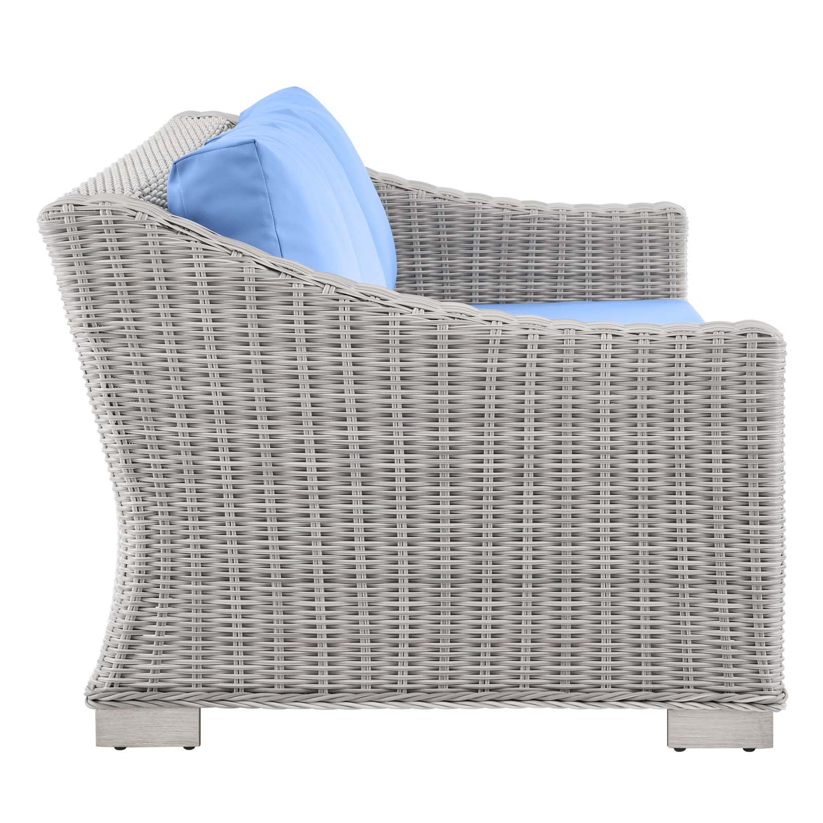 Modway Outdoor Conversation Sets - Conway 4 Piece Outdoor Patio Wicker Rattan Furniture Set Light Gray Light Blue