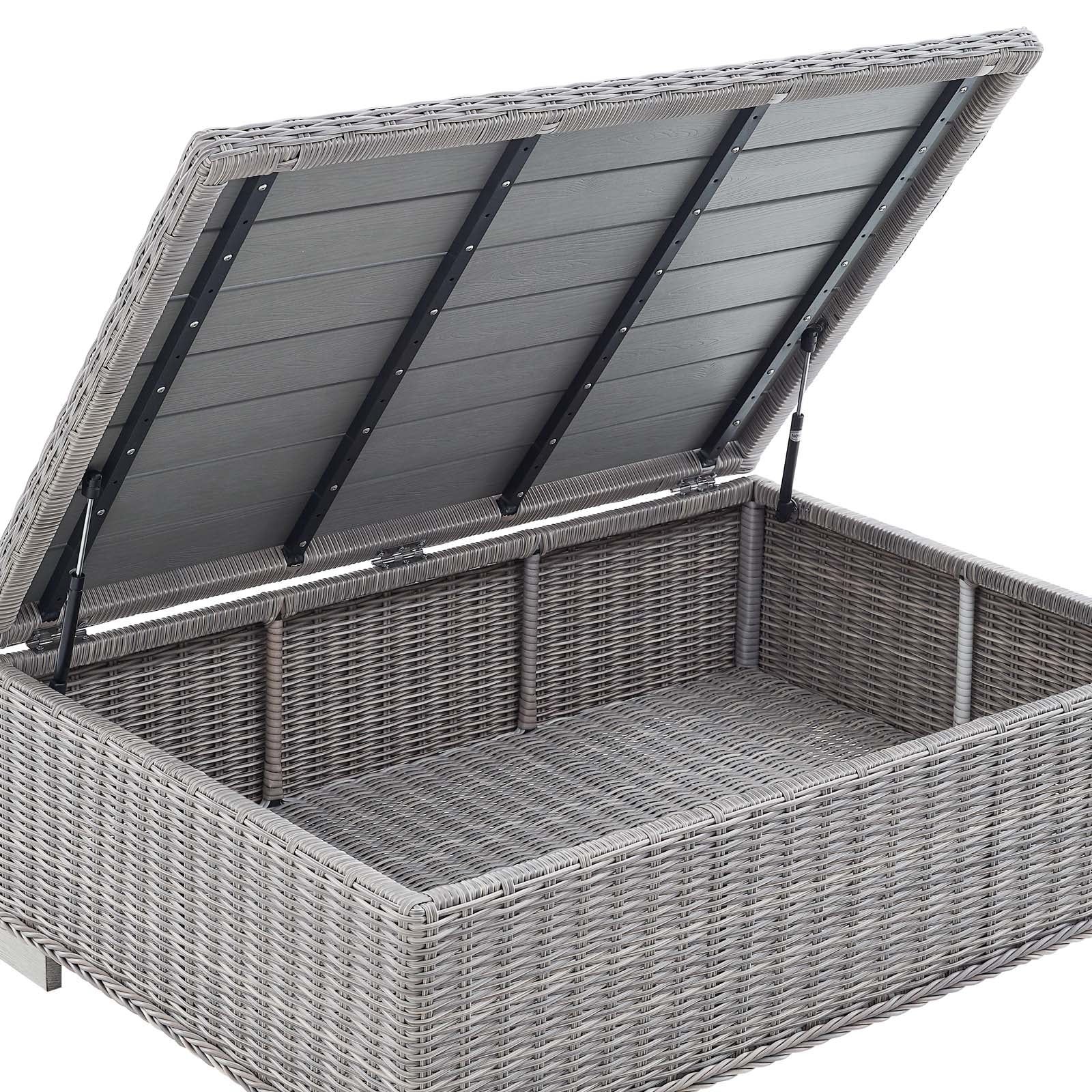 Modway Outdoor Conversation Sets - Conway 4 Piece Outdoor Patio Wicker Rattan Furniture Set Light Gray White