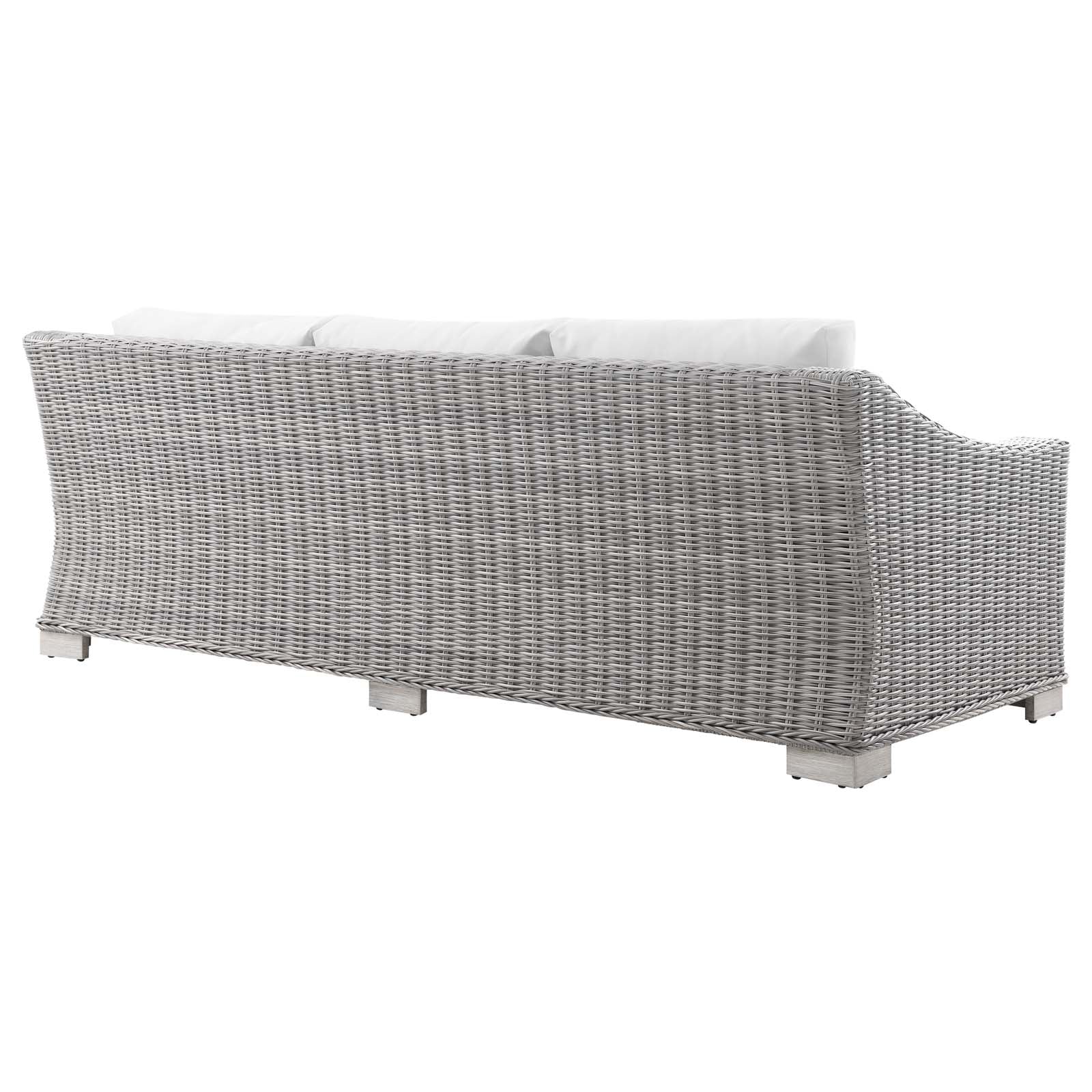 Modway Outdoor Conversation Sets - Conway 4 Piece Outdoor Patio Wicker Rattan Furniture Set Light Gray White