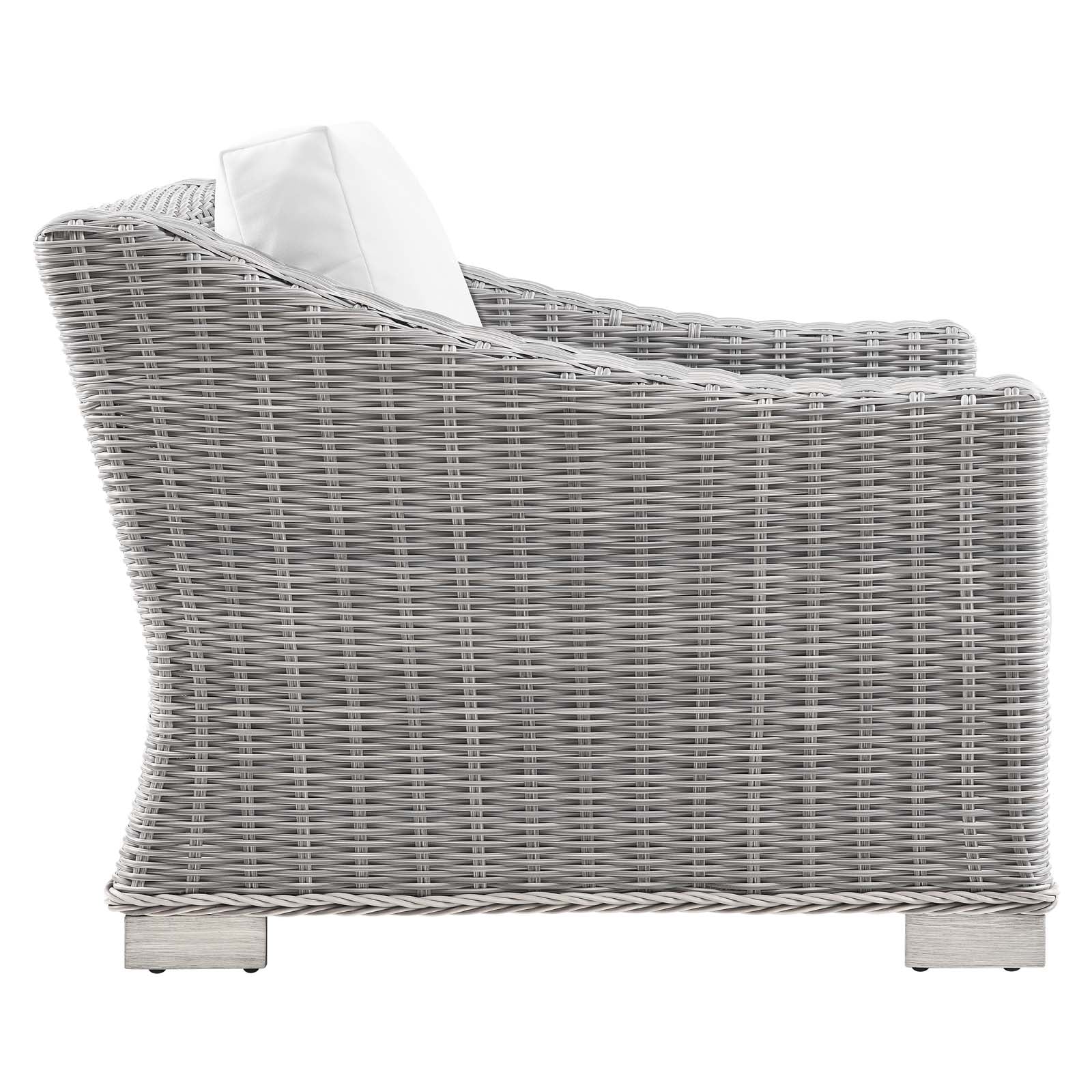 Modway Outdoor Conversation Sets - Conway 4 Piece Outdoor Patio Wicker Rattan Furniture Set Light Gray White