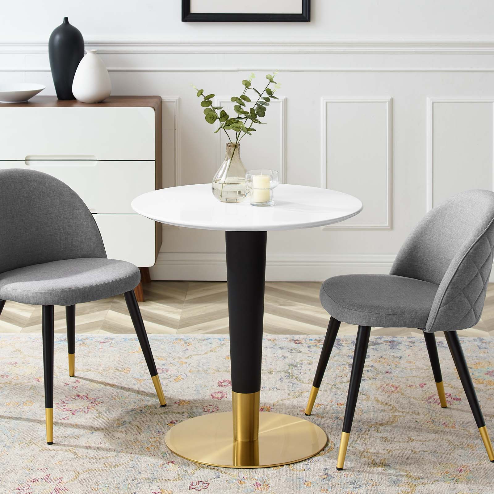 Modway Dining Tables - Zinque 28" Dining Table Gold White